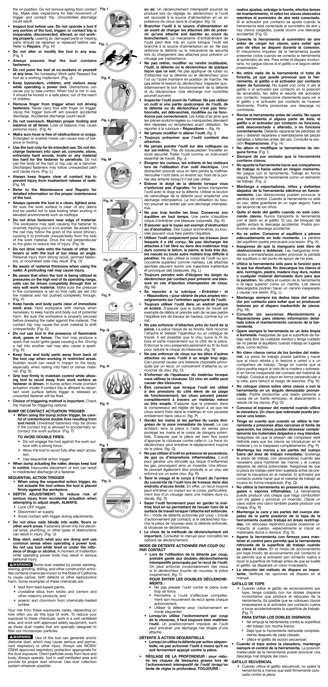 Porter-Cable N030769 Do not drive fasteners near edge of material, To Avoid Double Fires, Clouage par inadvertance, Tive 