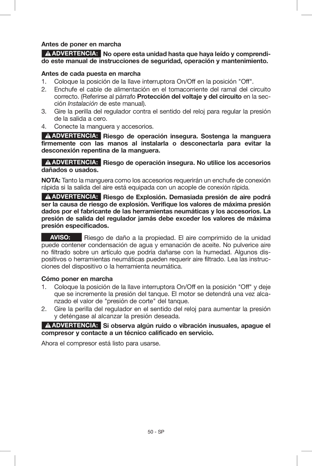 Porter-Cable N034163, C2004 instruction manual Cómo poner en marcha 