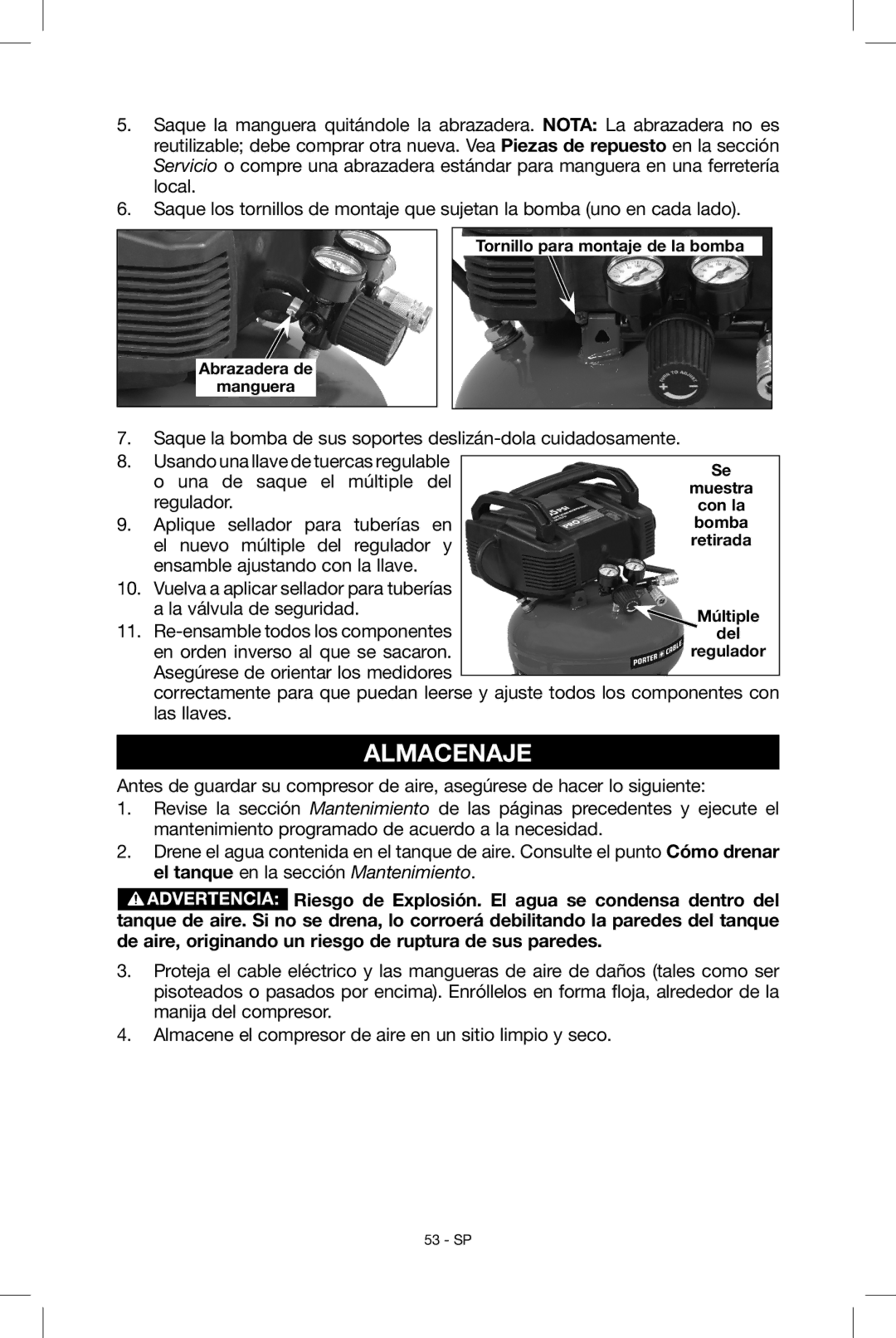 Porter-Cable C2004, N034163 instruction manual Almacenaje 