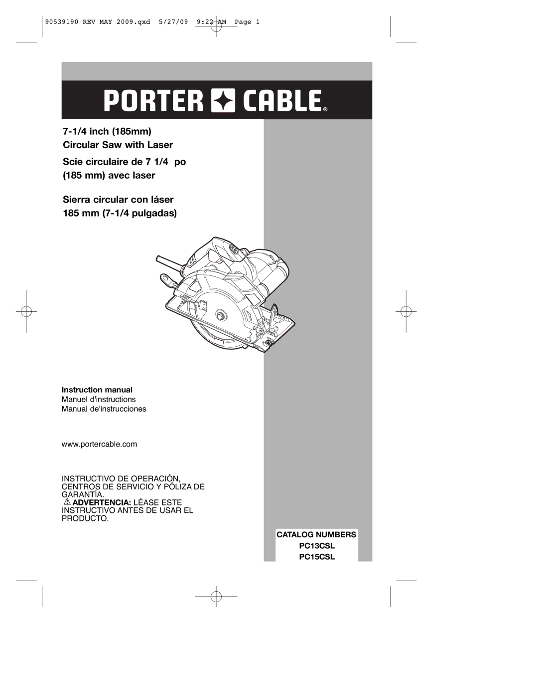 Porter-Cable PC15CLS, PC13CSL instruction manual Advertencia Léase Este, Instructivo Antes DE Usar EL Producto 