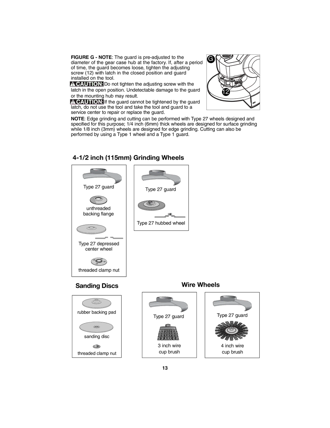 Porter-Cable PC1800AG instruction manual Sanding Discs Wire Wheels 