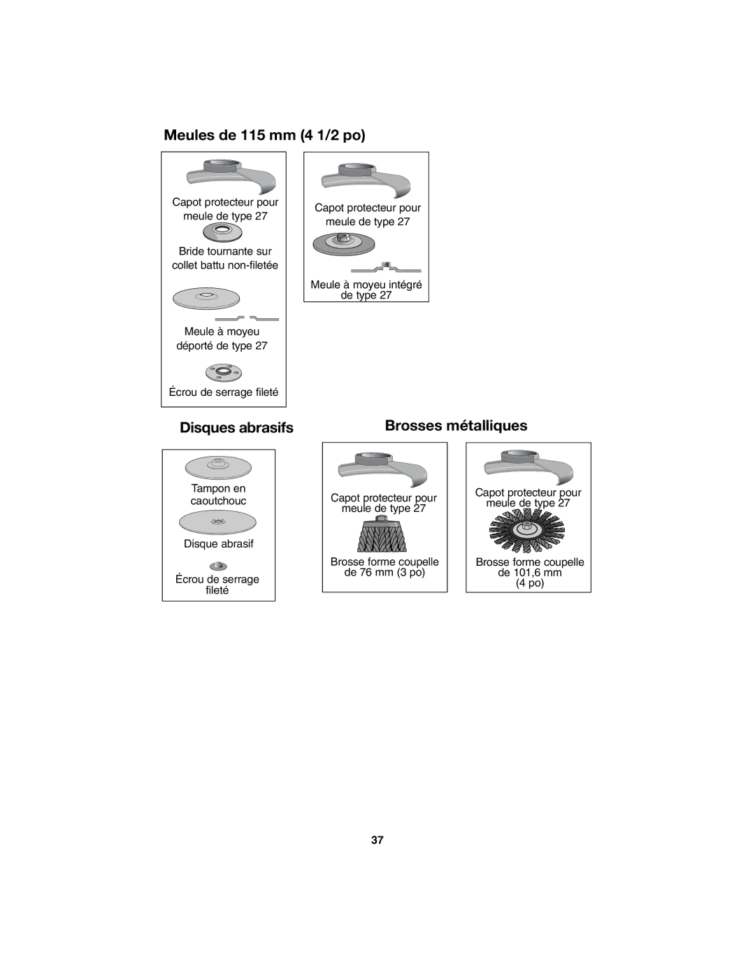 Porter-Cable PC1800AG instruction manual Meules de 115 mm 4 1/2 po 