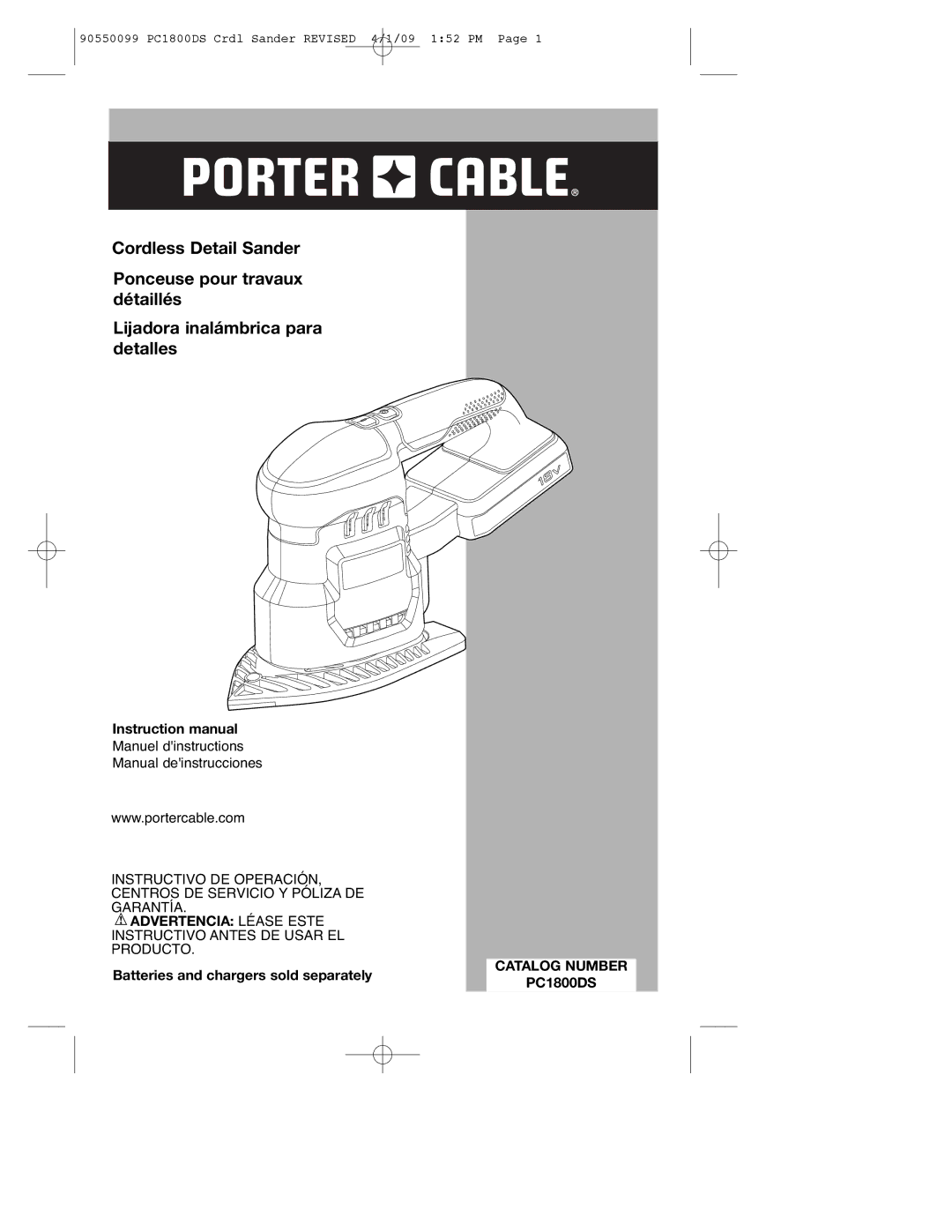 Porter-Cable 90550099, PC1800DS instruction manual Advertencia Léase Este, Catalog Number 