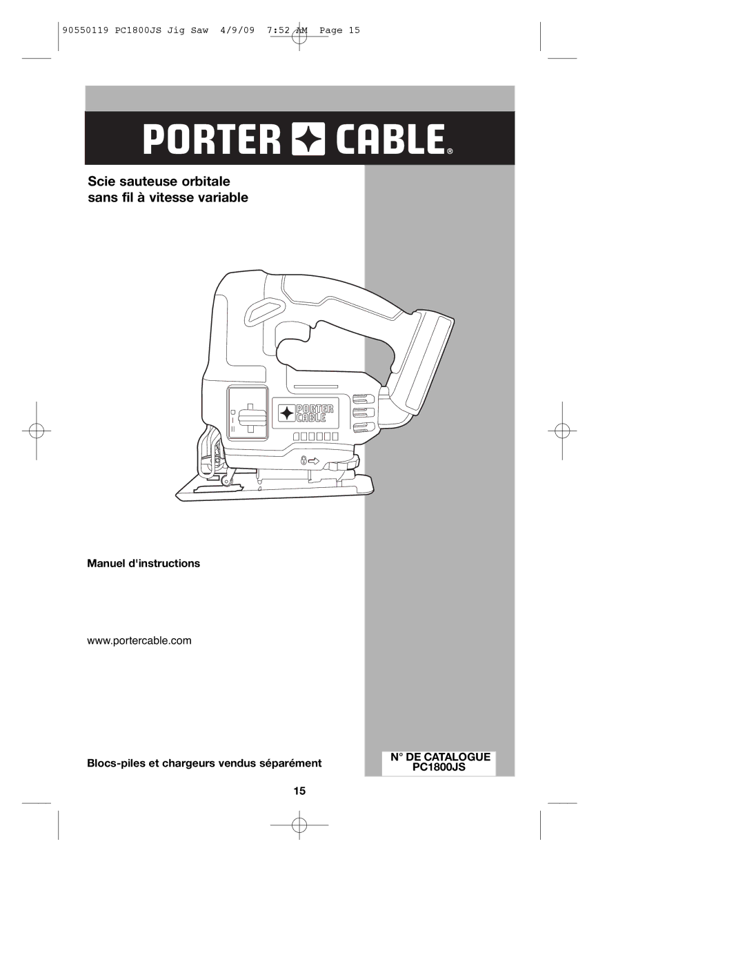 Porter-Cable 90550119, PC1800JS instruction manual DE Catalogue 