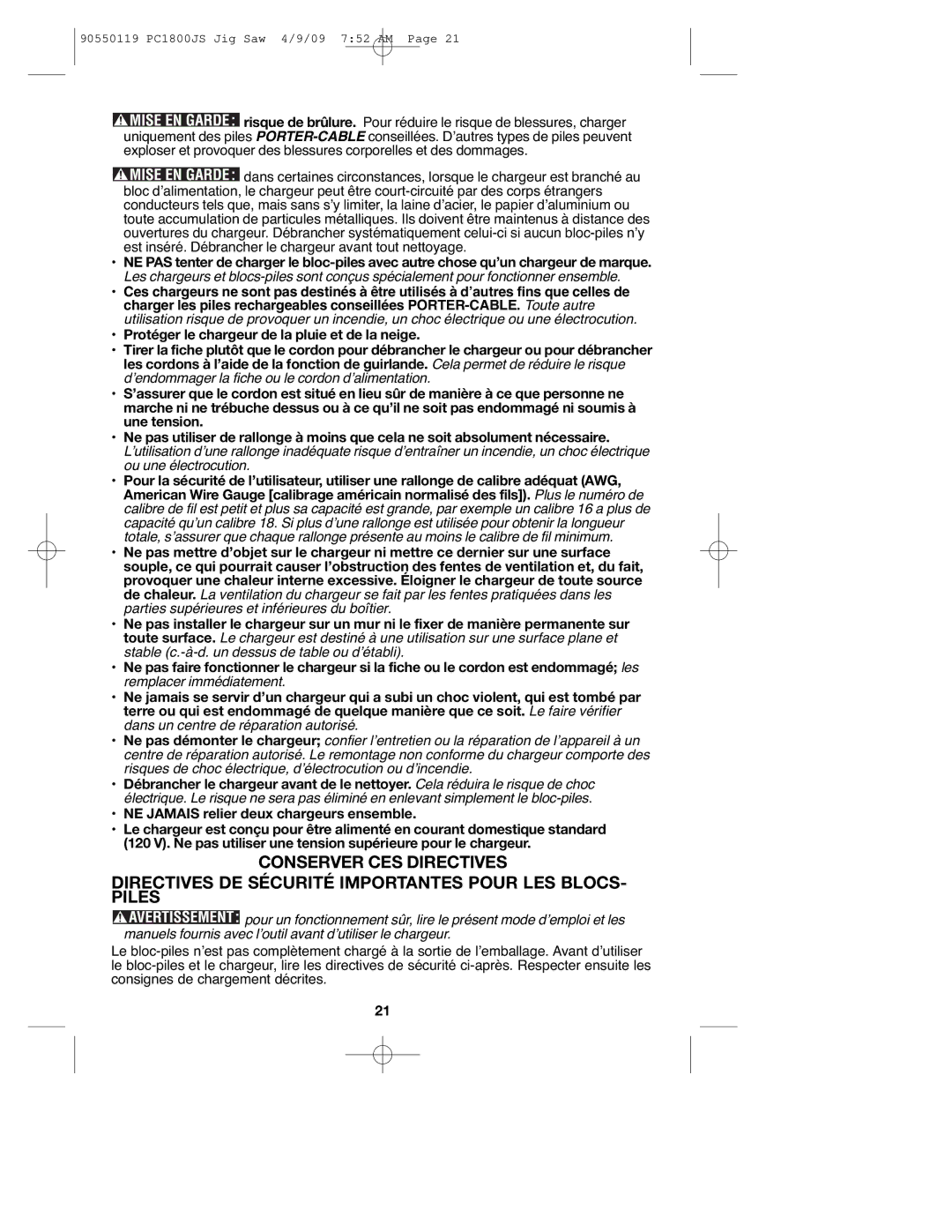 Porter-Cable instruction manual 90550119 PC1800JS Jig Saw 4/9/09 752 AM 