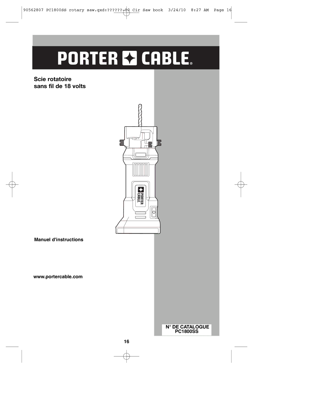 Porter-Cable PC1800SS, 90562807 instruction manual DE Catalogue 