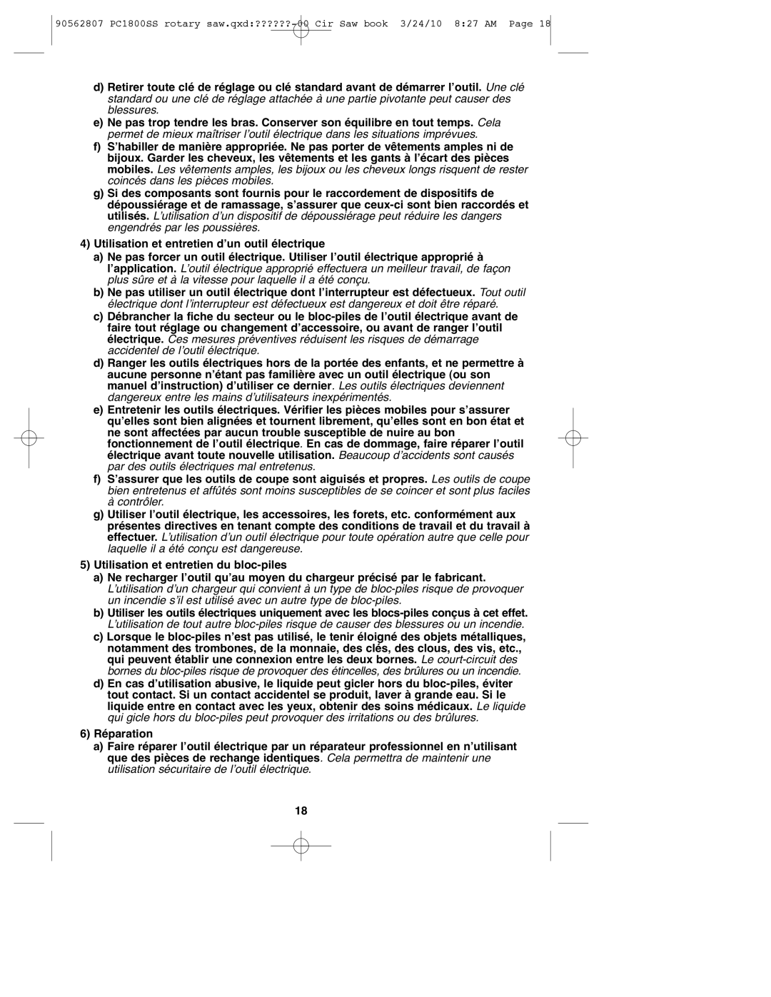 Porter-Cable PC1800SS, 90562807 instruction manual 