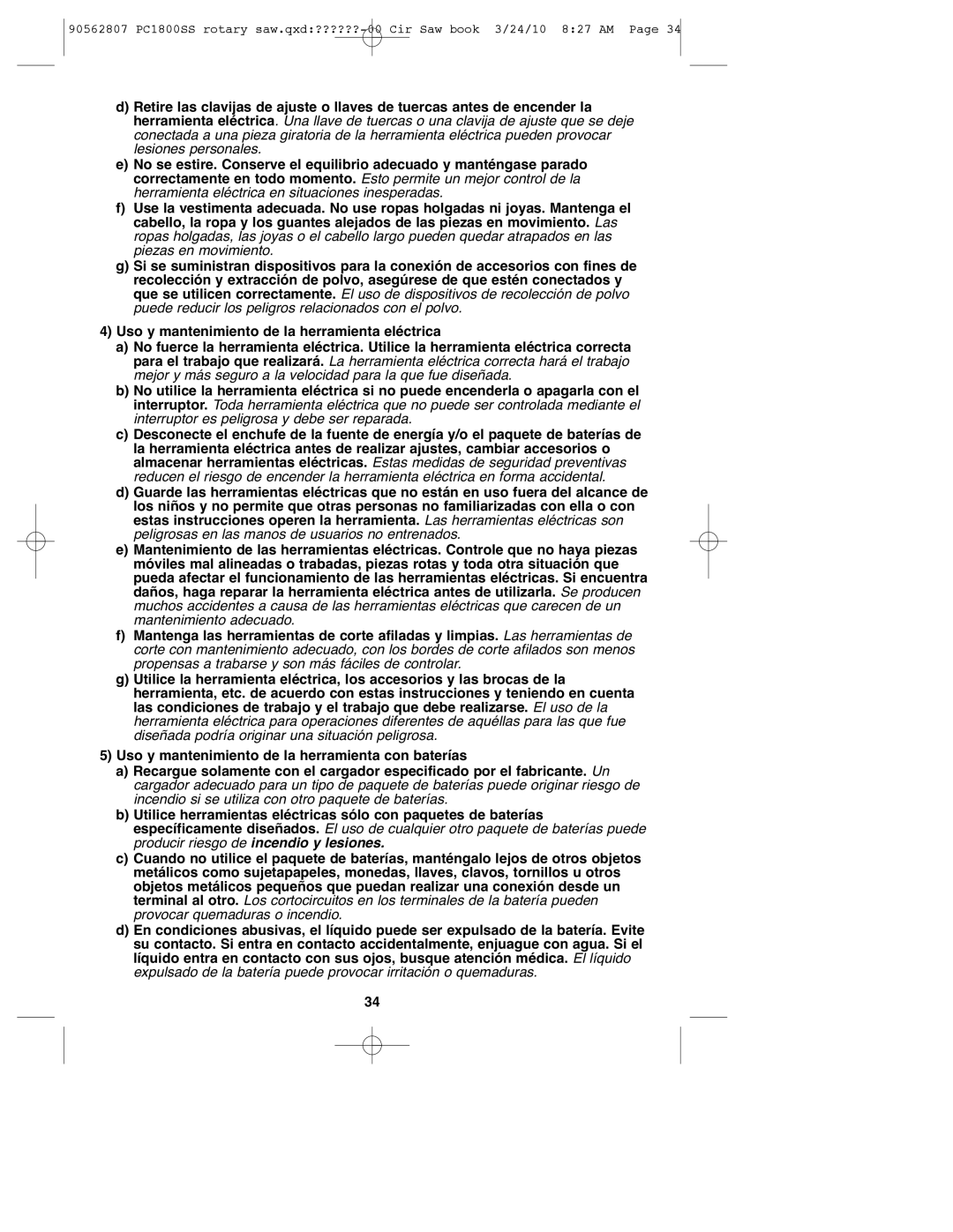 Porter-Cable PC1800SS, 90562807 instruction manual 