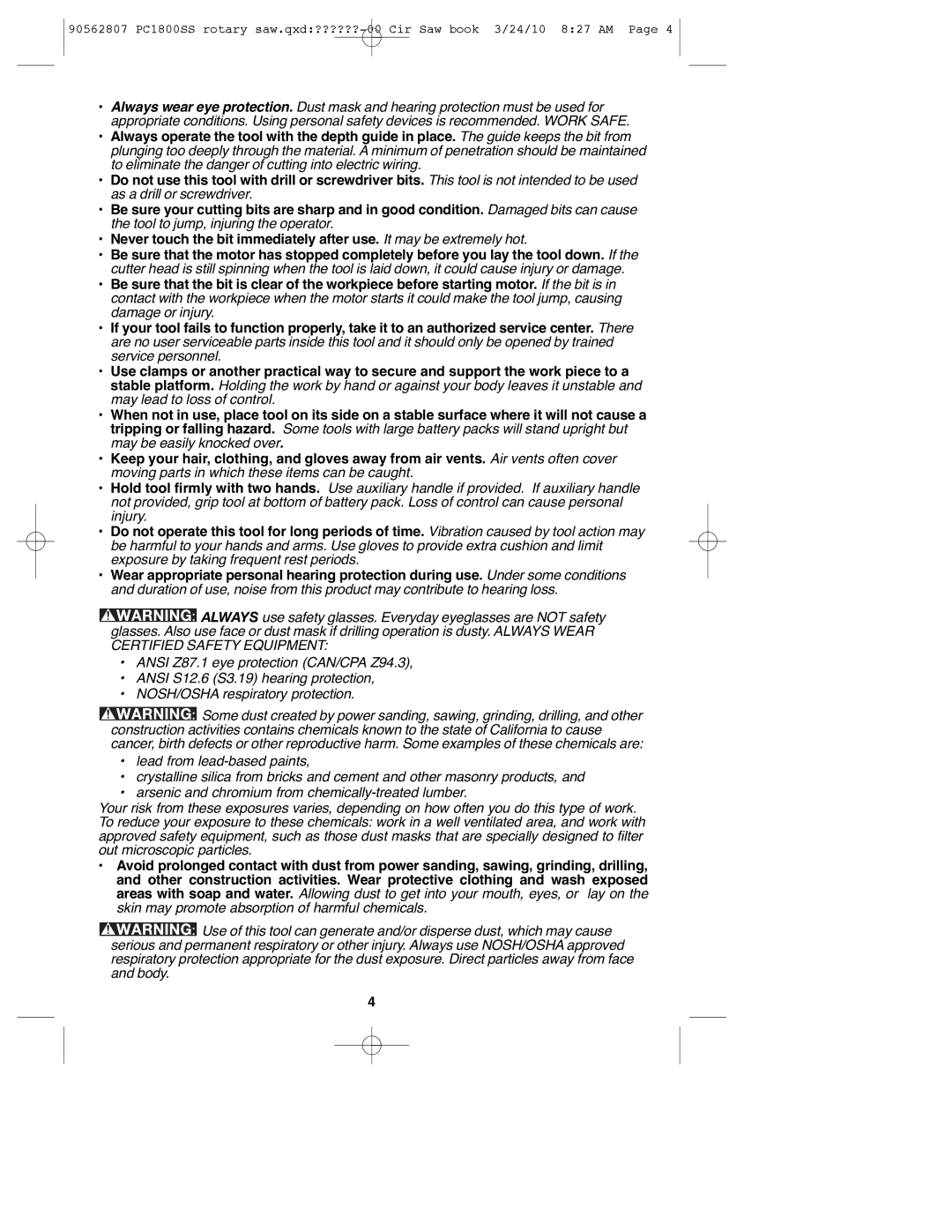 Porter-Cable PC1800SS, 90562807 instruction manual 