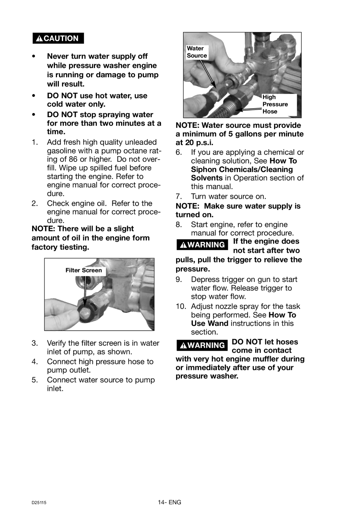 Porter-Cable PC2525SP, D25115-0112-0 instruction manual Filter Screen 