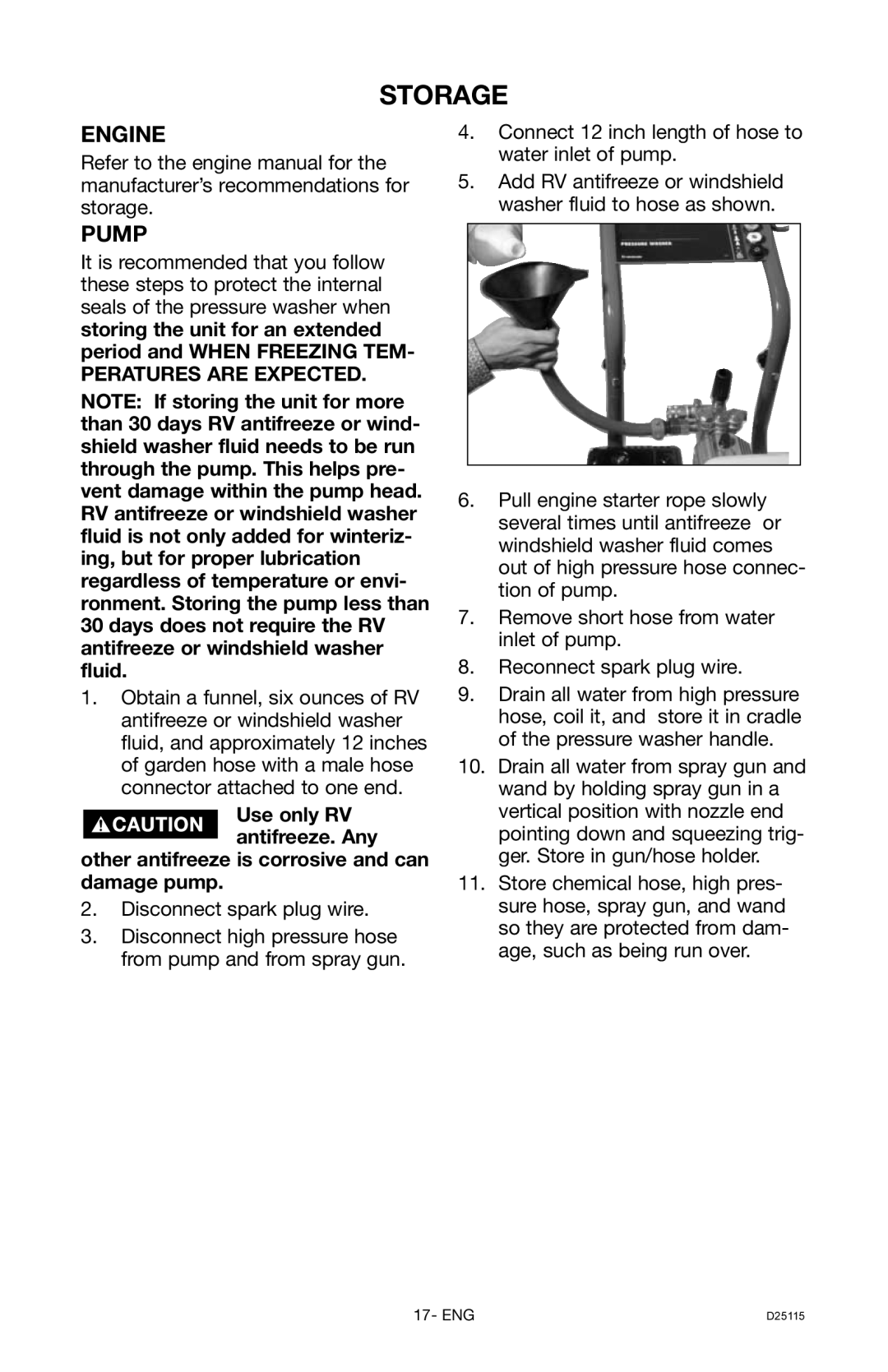 Porter-Cable D25115-0112-0, PC2525SP instruction manual Storage, Peratures are Expected 