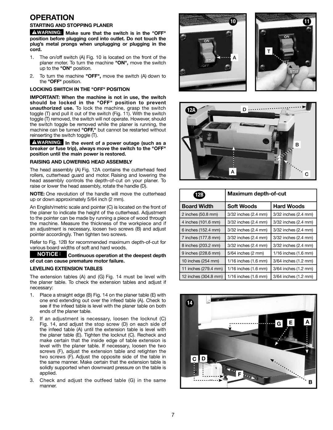 Porter-Cable PC305TP instruction manual Operation, LOCKING SWITCH in THE OFF POSITION, Leveling extension tables 