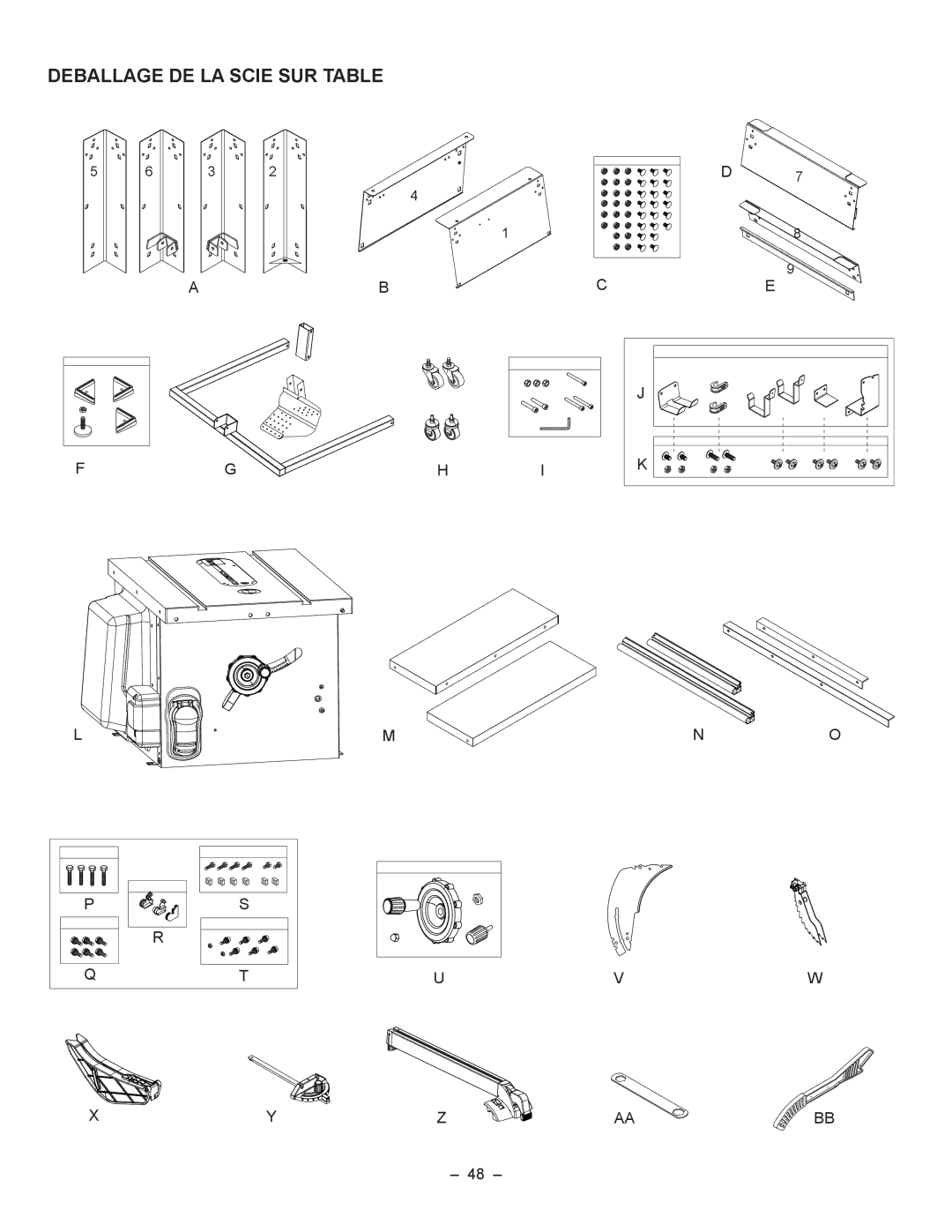 Porter-Cable PCB270TS instruction manual Deballage DE LA Scie SUR Table 