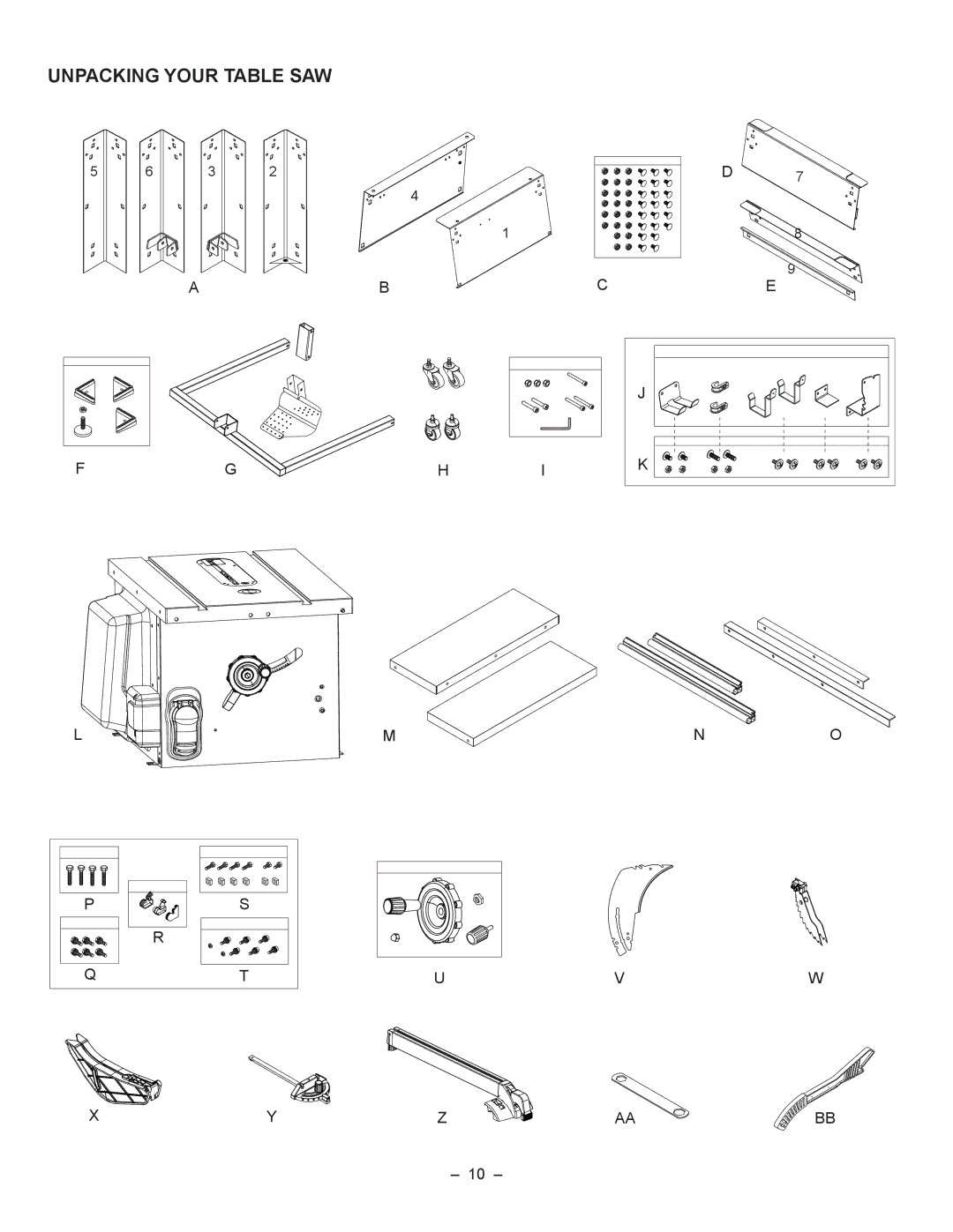 Porter-Cable PCB270TS instruction manual Unpacking Your Table SAW 