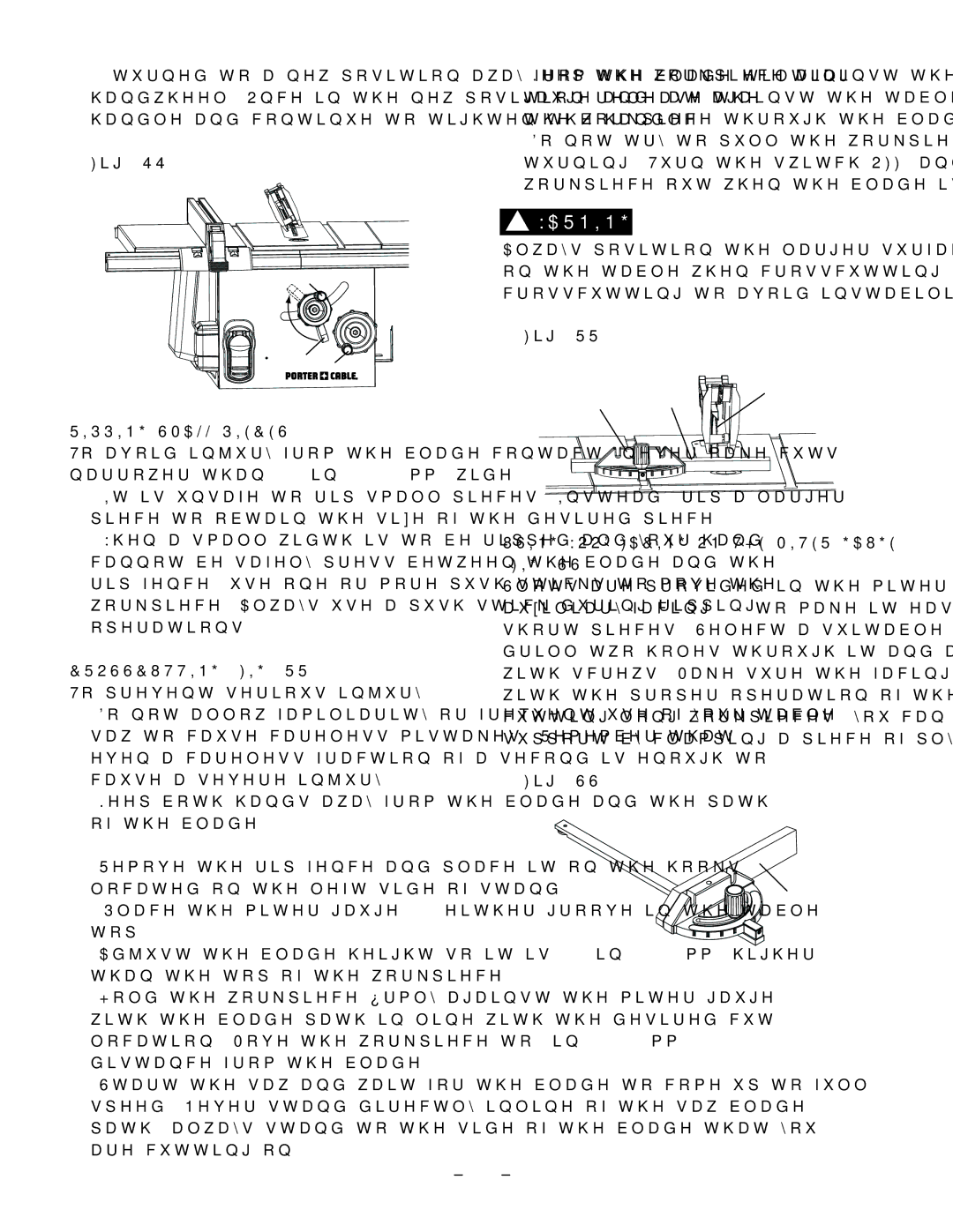 Porter-Cable PCB270TS instruction manual Ripping Small Pieces, Using Wood Facing on the Miter Gauge, Crosscutting FIG. RR 