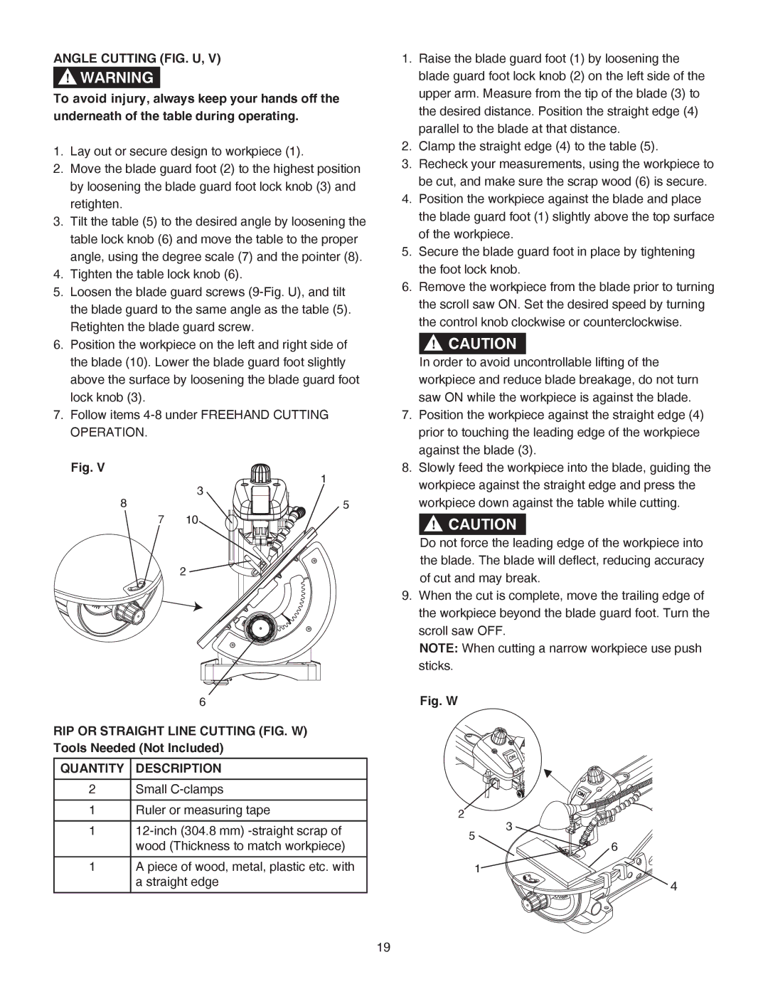 Porter-Cable PCB370SS instruction manual Angle Cutting FIG. U, Quantity Description 