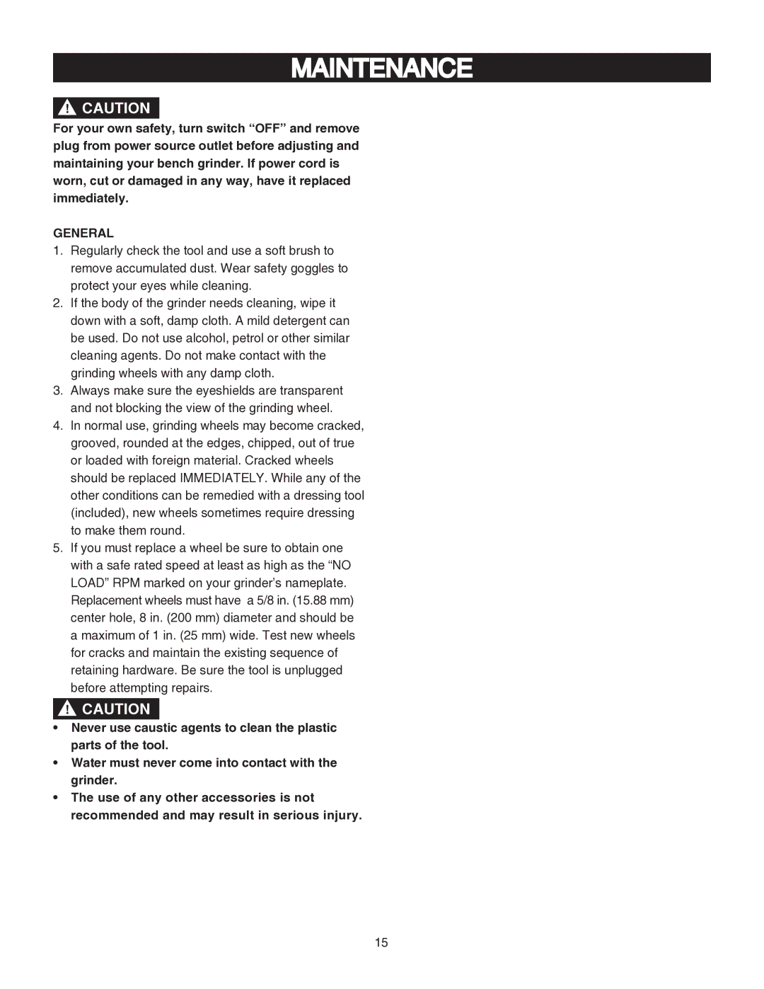 Porter-Cable PCB575BG instruction manual Maintenance, General 