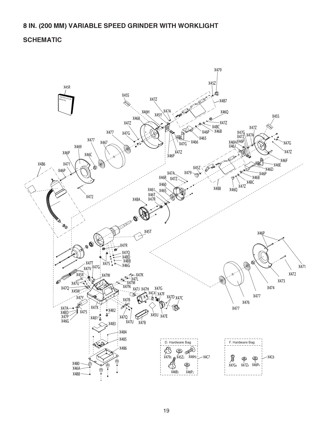 Porter-Cable PCB575BG instruction manual MM Variable Speed Grinder with Worklight Schematic 