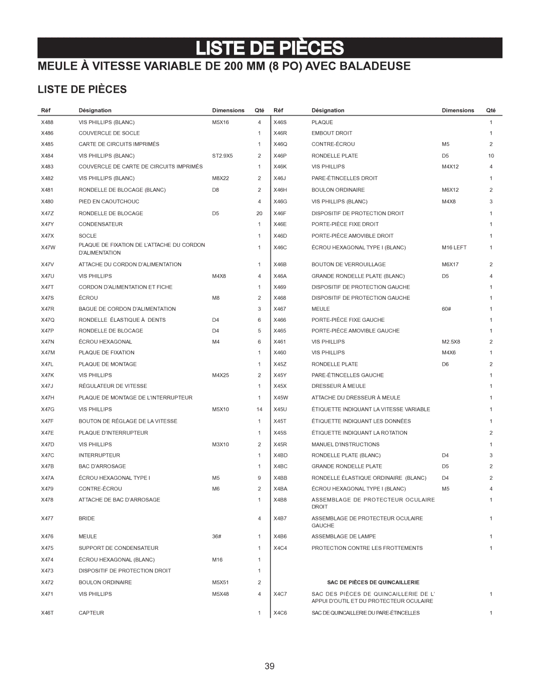 Porter-Cable PCB575BG instruction manual Liste DE Pièces 