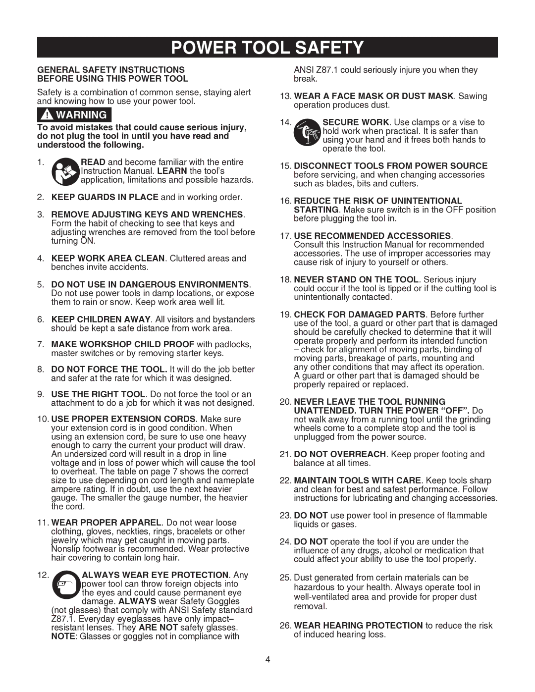 Porter-Cable PCB575BG instruction manual Power Tool Safety, General Safety Instructions Before Using this Power Tool 