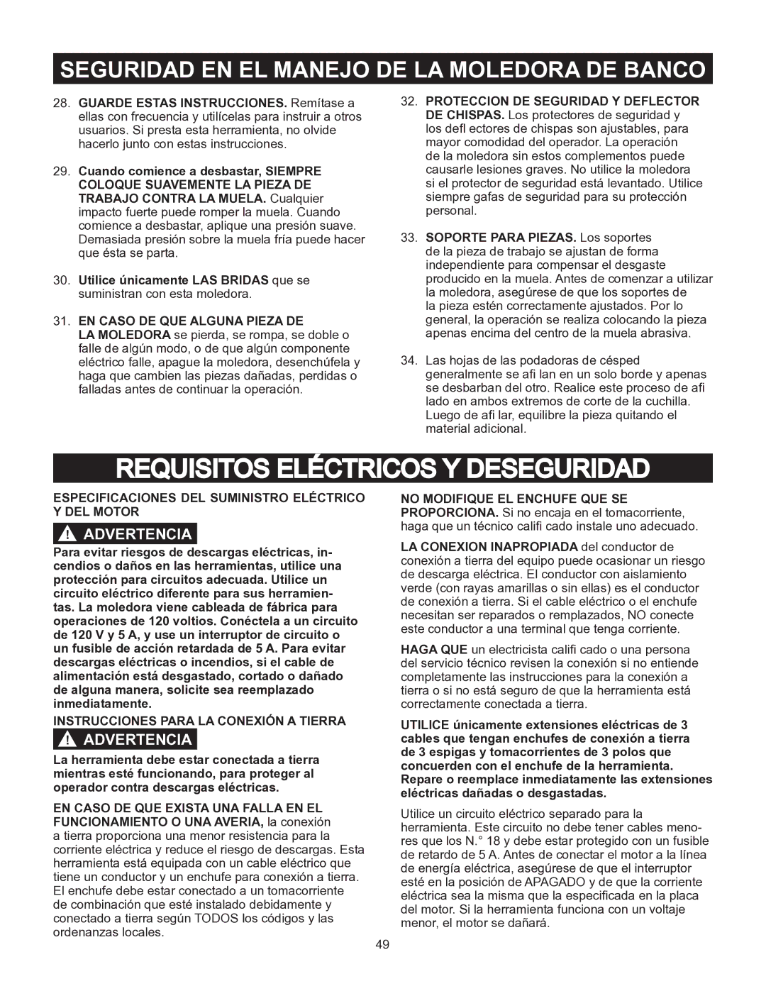 Porter-Cable PCB575BG instruction manual Requisitos Eléctricos Y Deseguridad, EN Caso DE QUE Alguna Pieza DE 