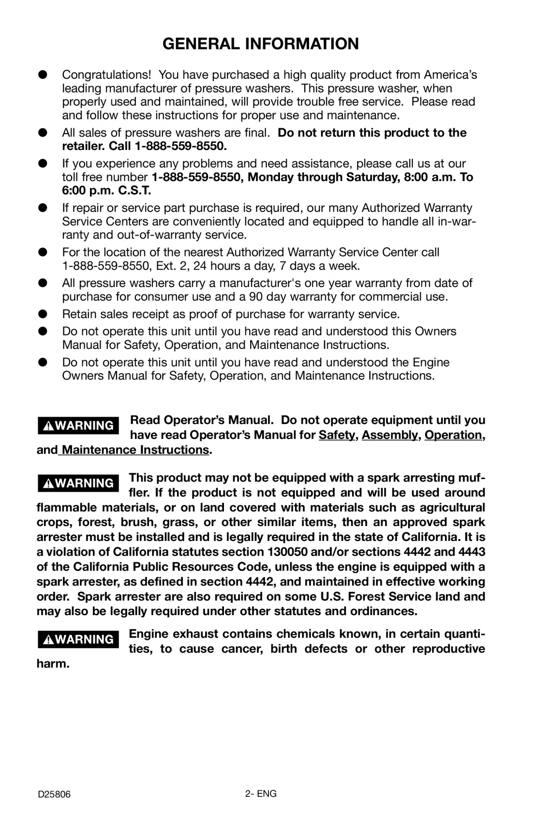 Porter-Cable PCH3600GRC, D25806-025-2 instruction manual General Information 