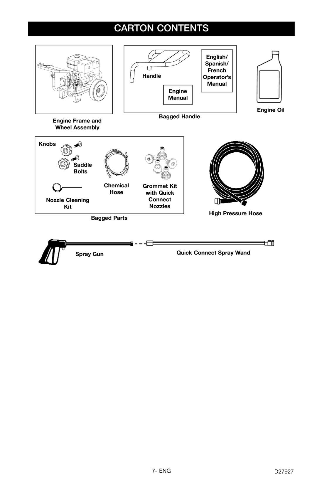 Porter-Cable D27927-034-0, PCK3030SP instruction manual Carton Contents 