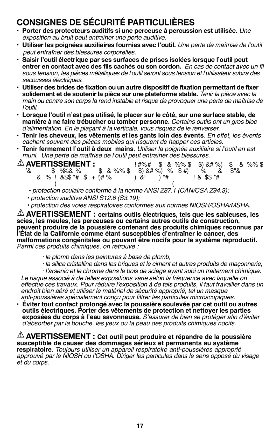 Porter-Cable PCL120DD Exposition au bruit peut entraîner une perte auditive, Peut entraîner des blessures corporelles 