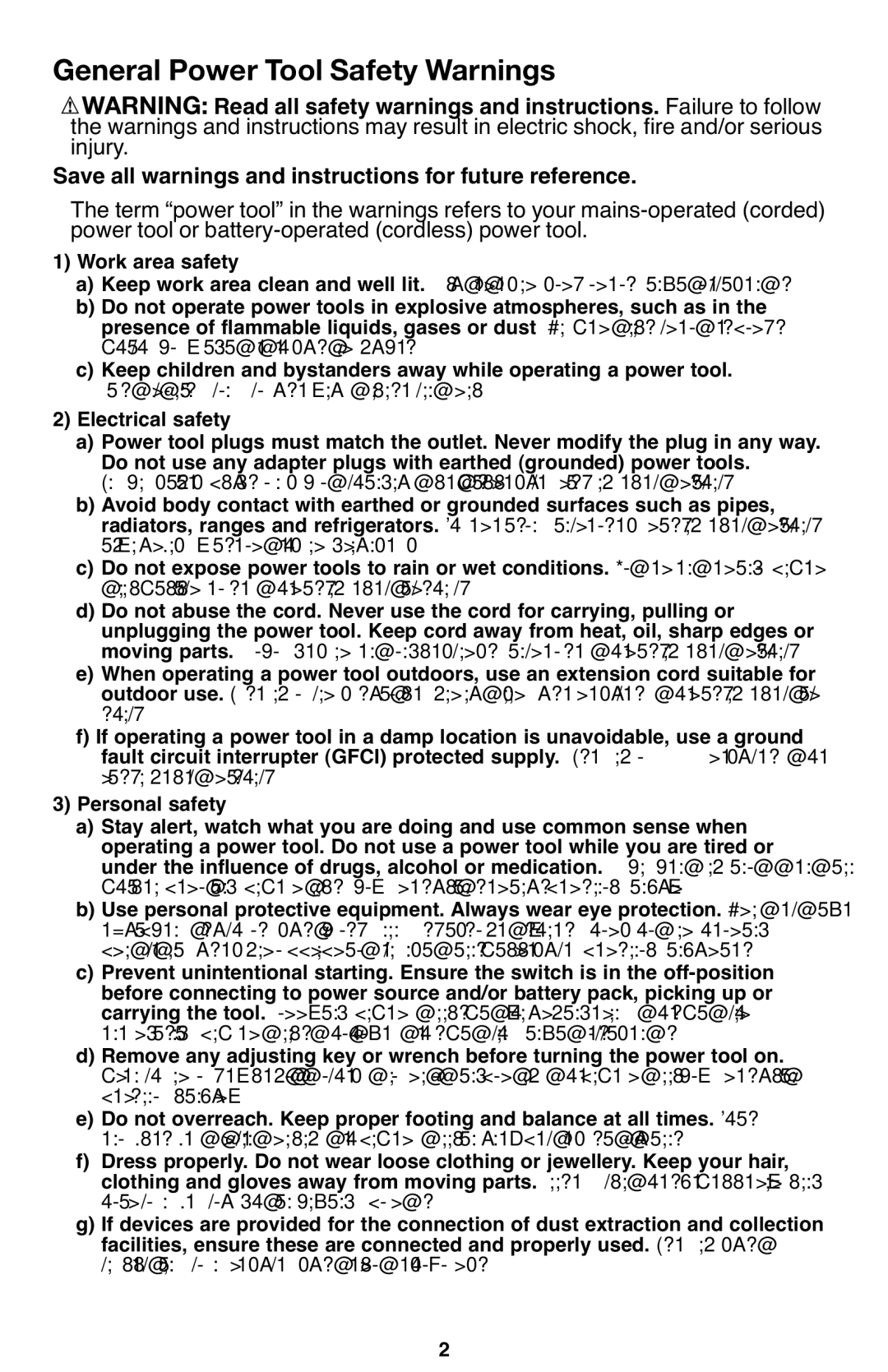 Porter-Cable PCL120DD instruction manual General Power Tool Safety Warnings, Work area safety 