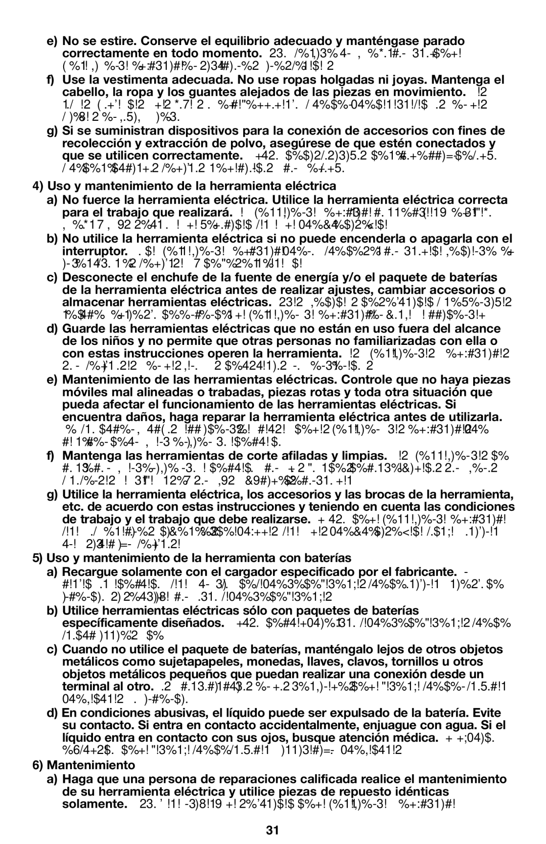 Porter-Cable PCL120DD instruction manual Interruptor es peligrosa y debe ser reparada, Quemadurasterminal al otroo incendio 