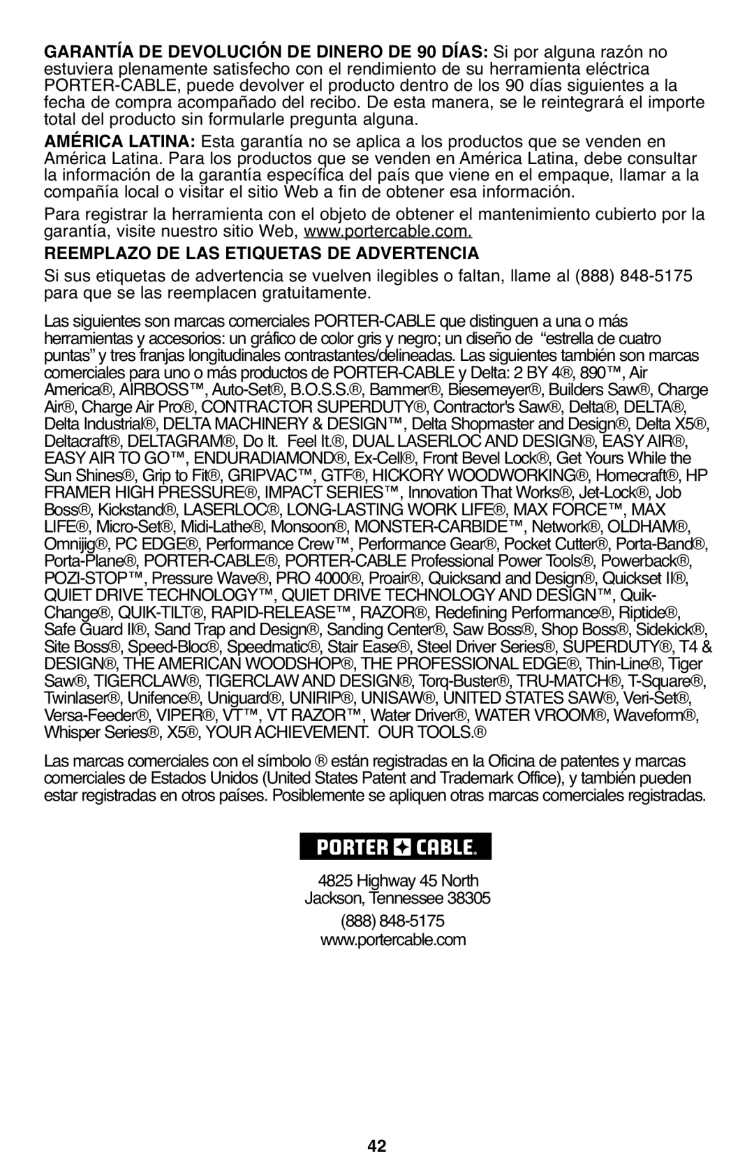 Porter-Cable PCL120DD instruction manual Reemplazo DE LAS Etiquetas DE Advertencia 