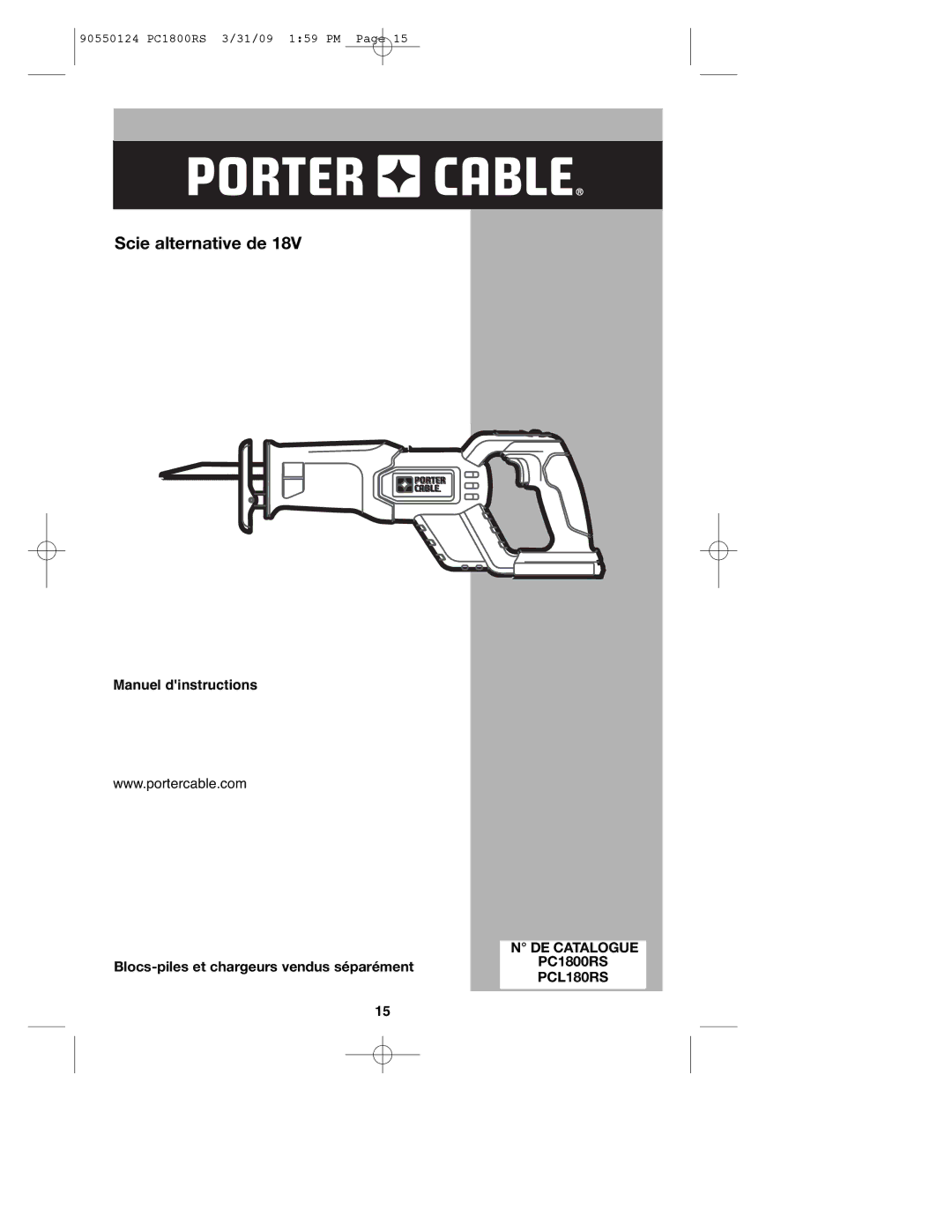 Porter-Cable PCL180RS, PC1800RS, 90550124 instruction manual DE Catalogue 