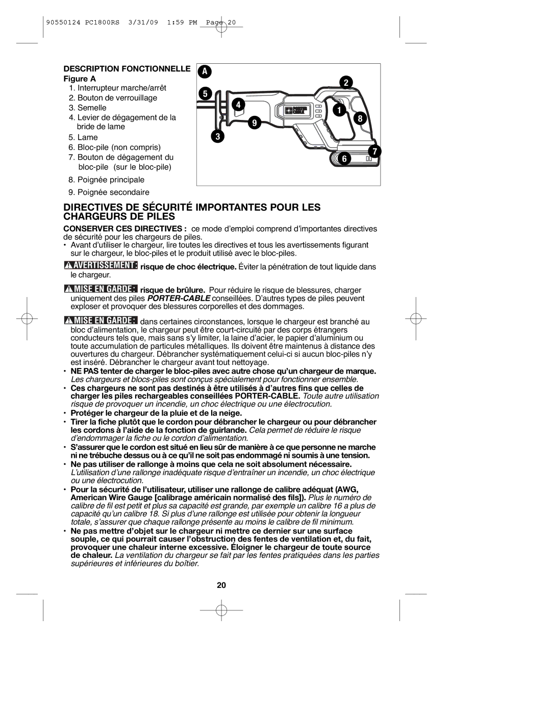 Porter-Cable 90550124, PCL180RS, PC1800RS instruction manual Description Fonctionnelle Figure a 