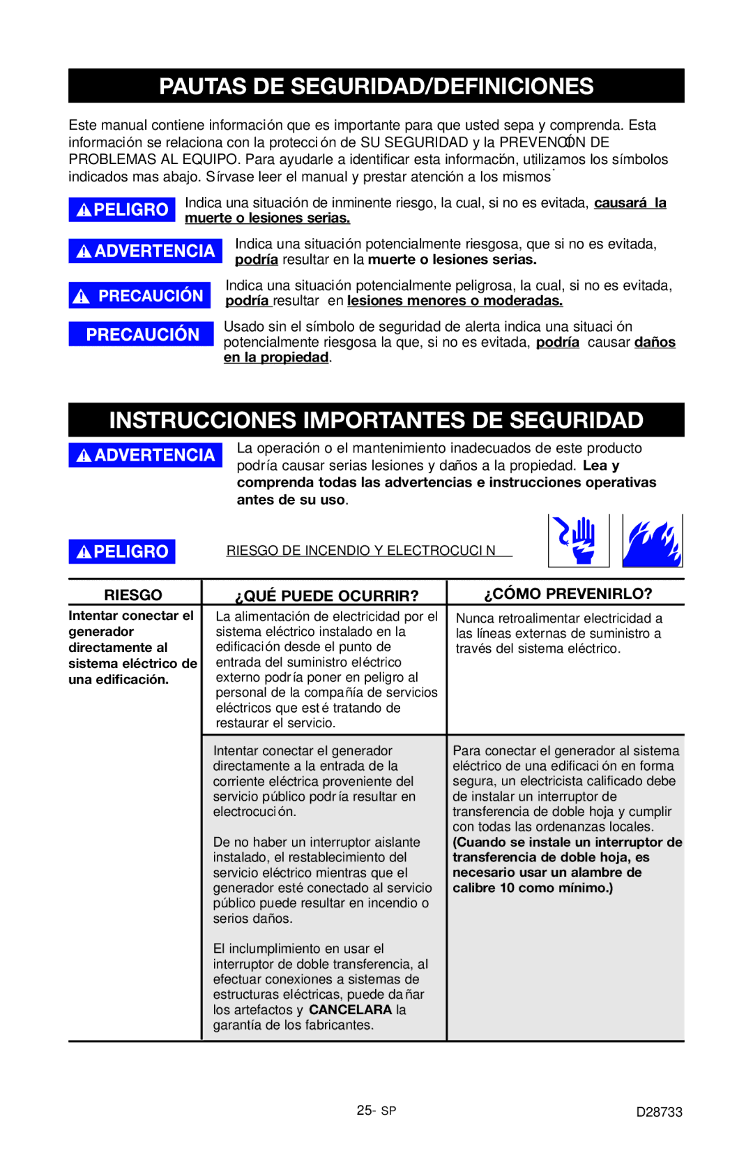 Porter-Cable D28733-034-0, PGN350 Pautas DE SEGURIDAD/DEFINICIONES, Instrucciones Importantes DE Seguridad 