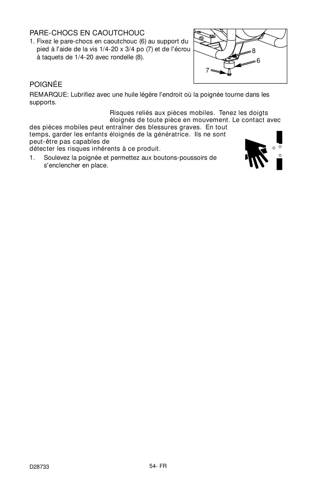 Porter-Cable PGN350, D28733-034-0 instruction manual PARE-CHOCS EN Caoutchouc, Poignée 