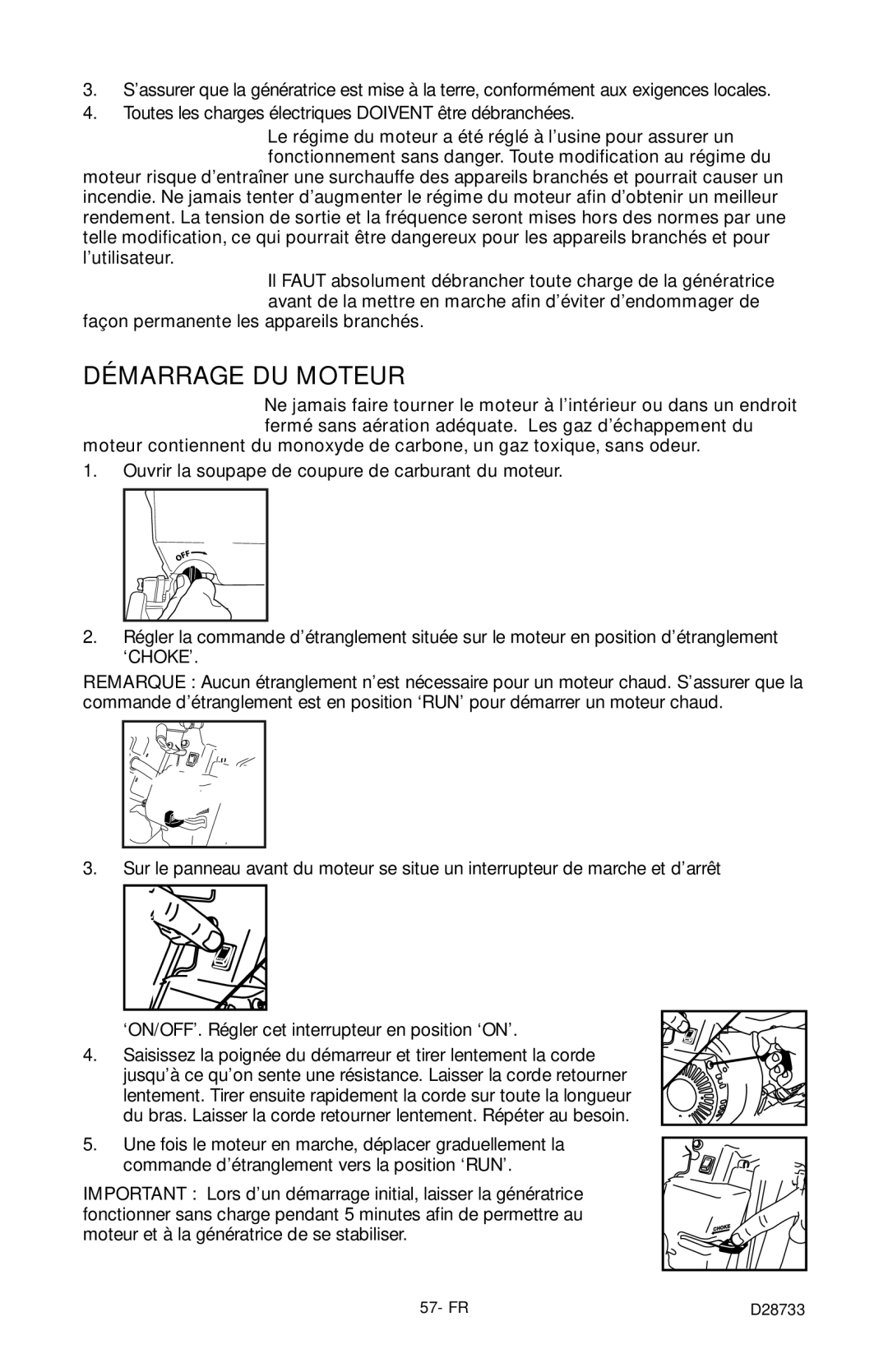 Porter-Cable D28733-034-0, PGN350 instruction manual Démarrage DU Moteur, Façon permanente les appareils branchés 