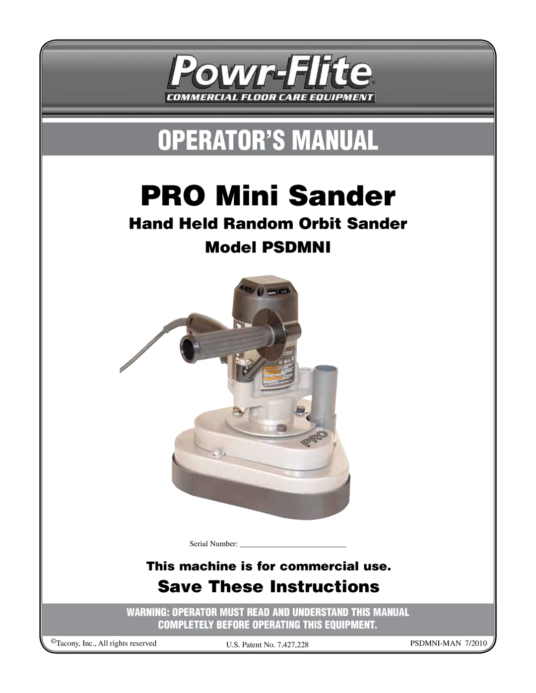 Porter-Cable PSDMNI manual PRO Mini Sander 