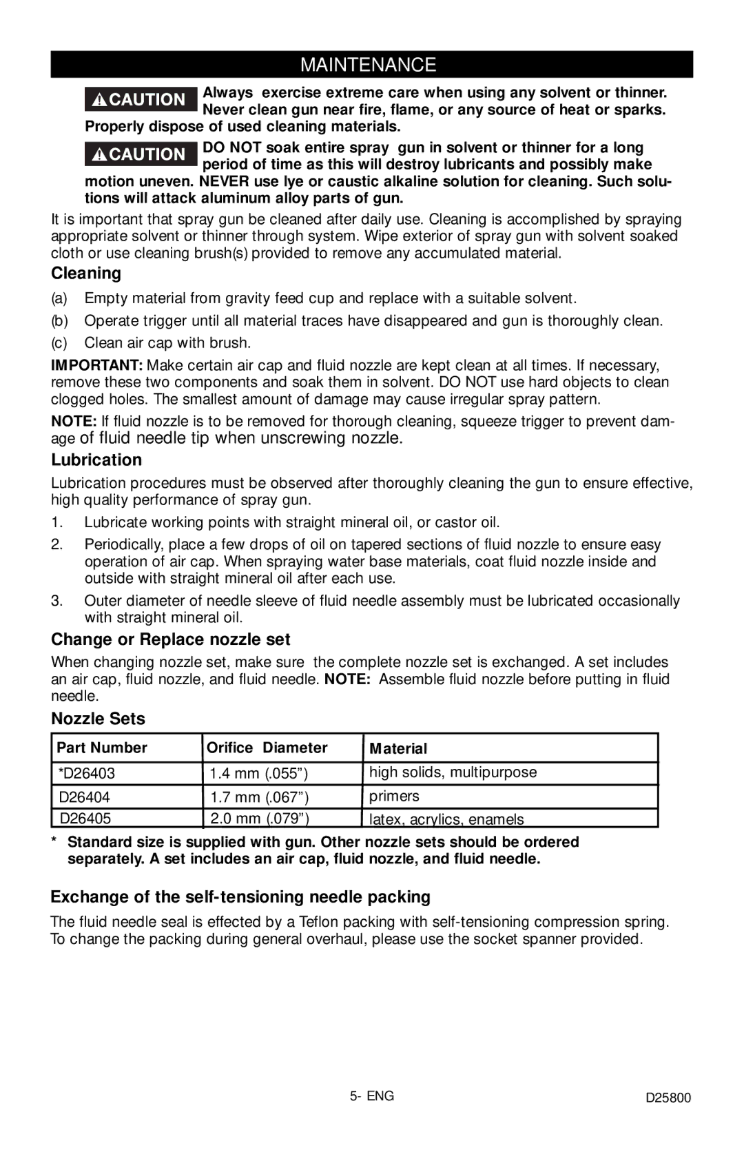 Porter-Cable PSH3 instruction manual Maintenance 