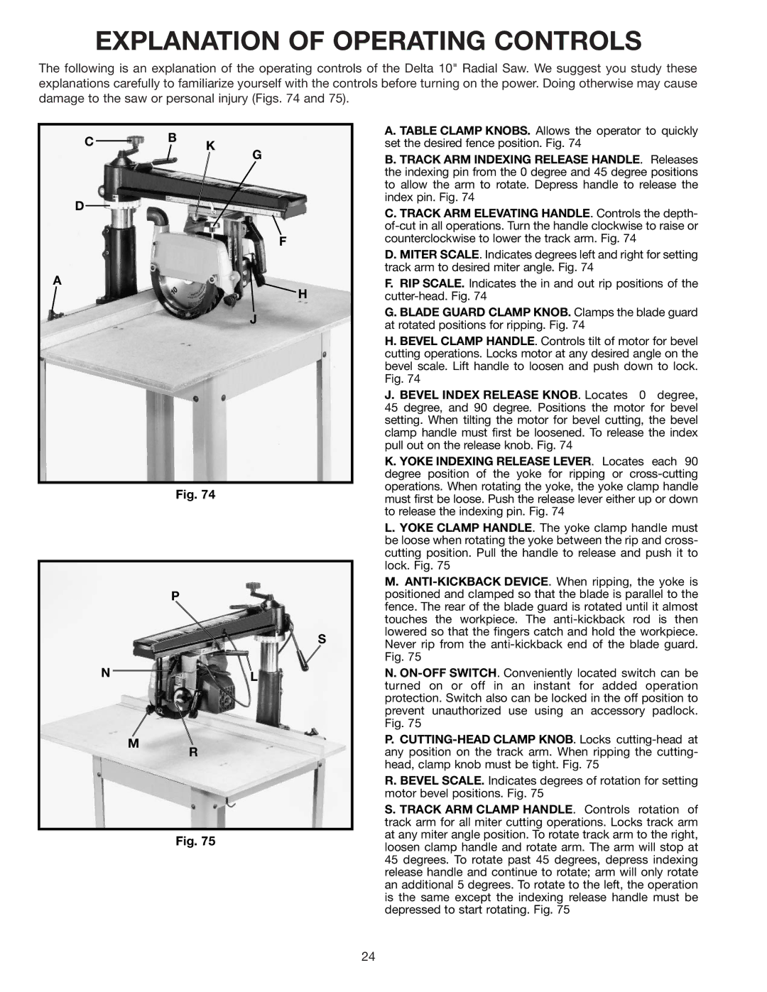 Porter-Cable RS830 instruction manual Explanation of Operating Controls, Cb K 