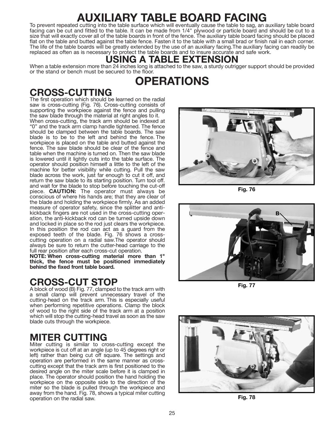 Porter-Cable RS830 instruction manual Auxiliary Table Board Facing, Operations 