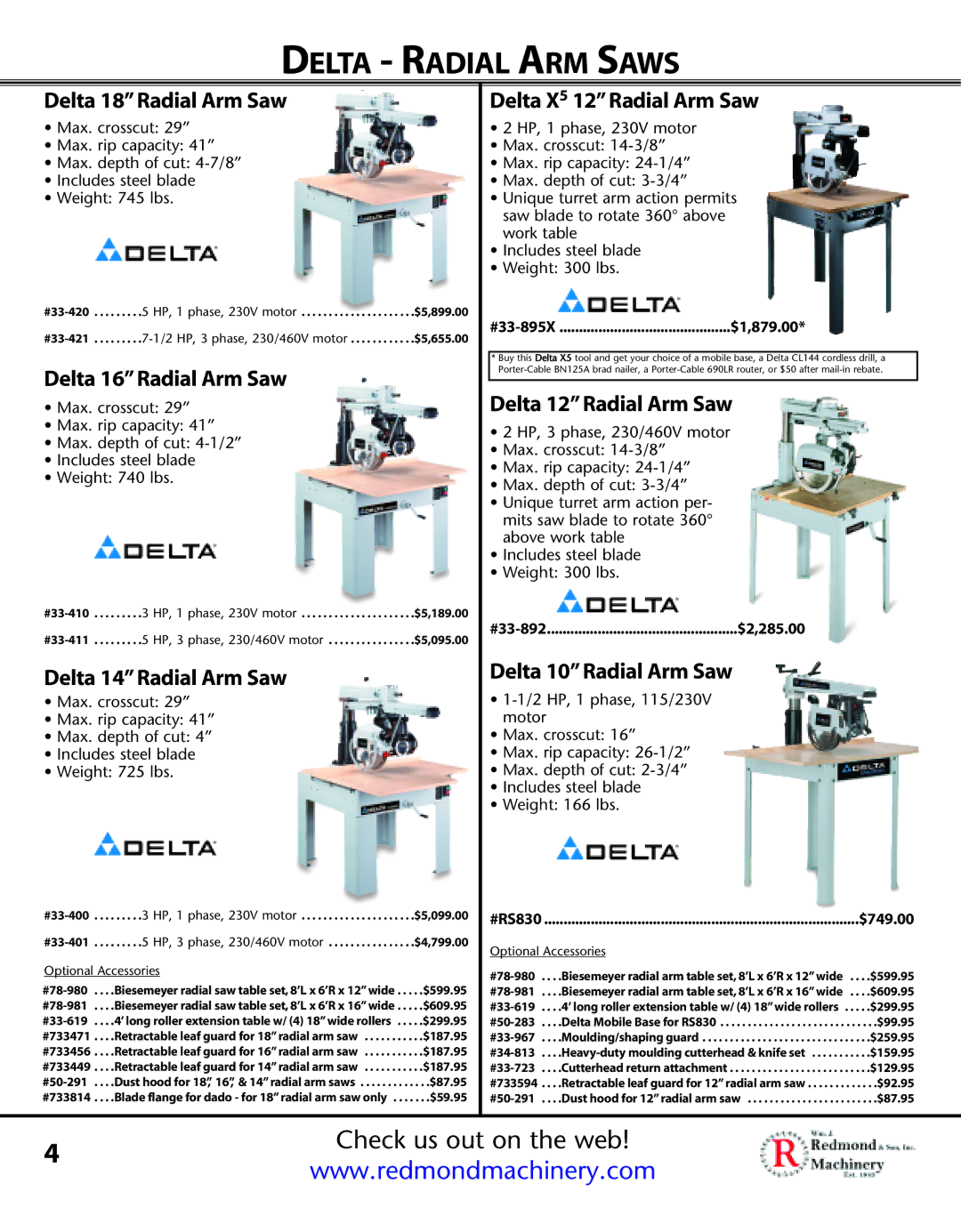 Porter-Cable XX55 manual Delta Radial ARM Saws 