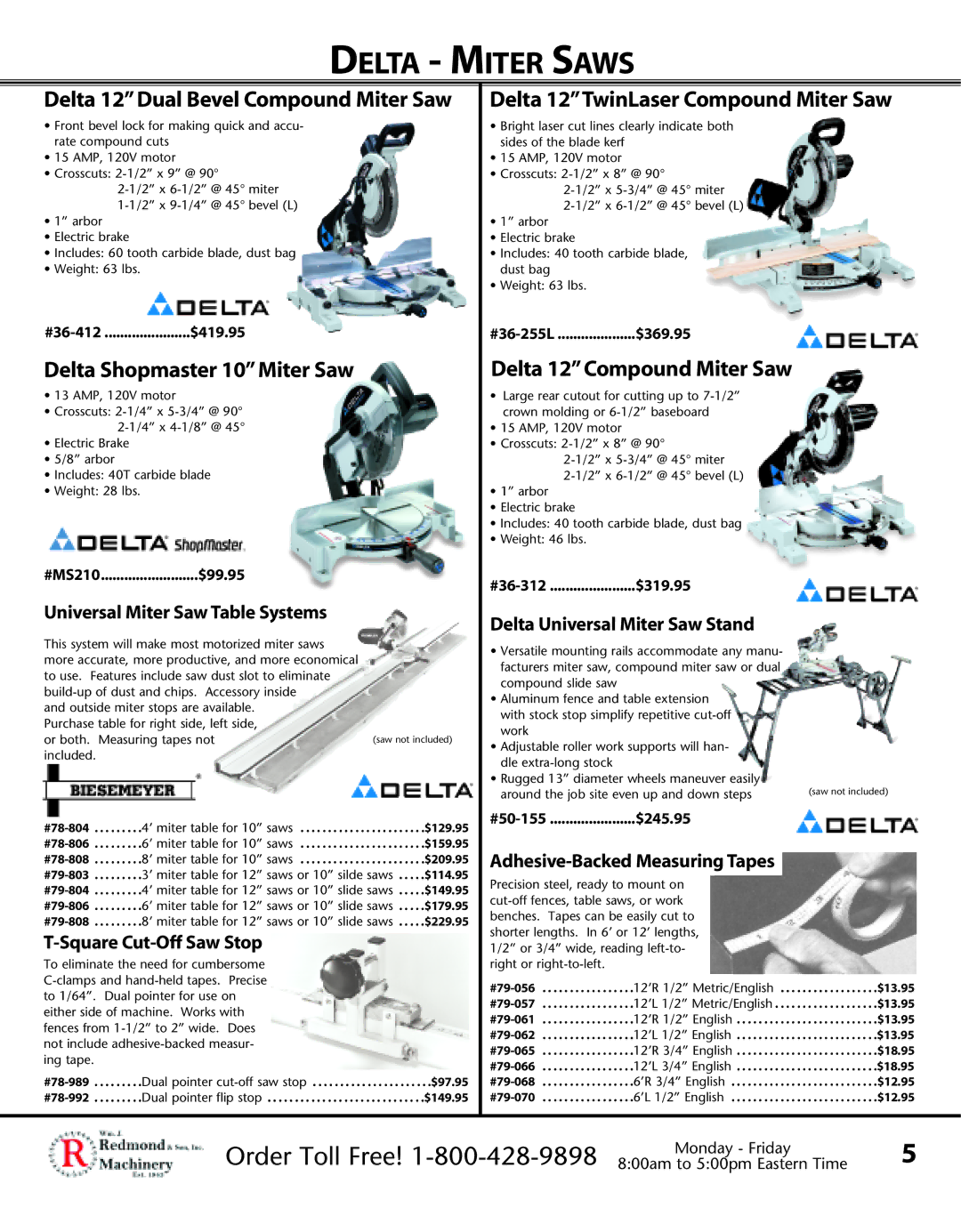 Porter-Cable XX55 manual Delta Miter Saws, Delta 12Dual Bevel Compound Miter Saw, Delta Shopmaster 10Miter Saw 