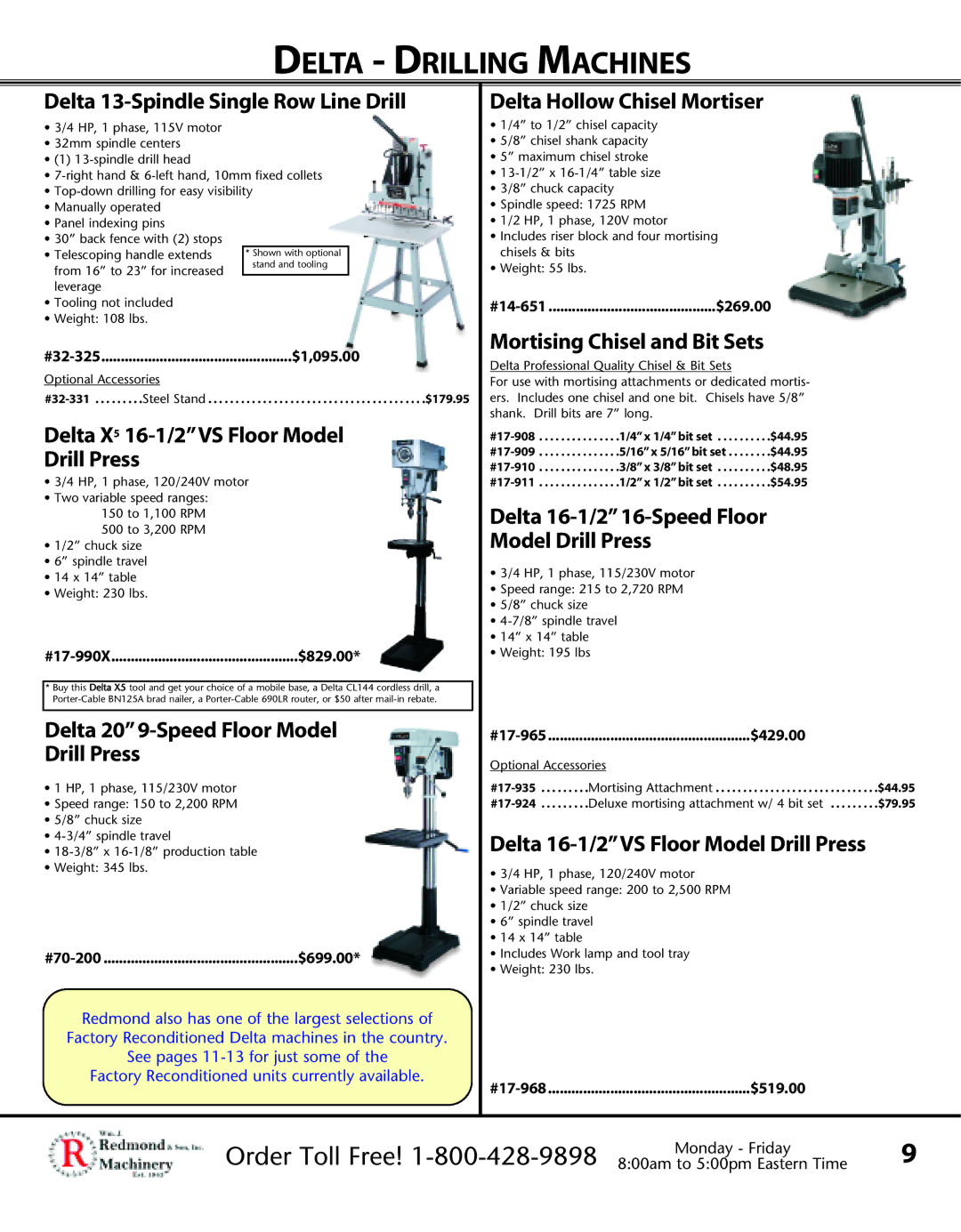 Porter-Cable XX55 manual Delta Drilling Machines 