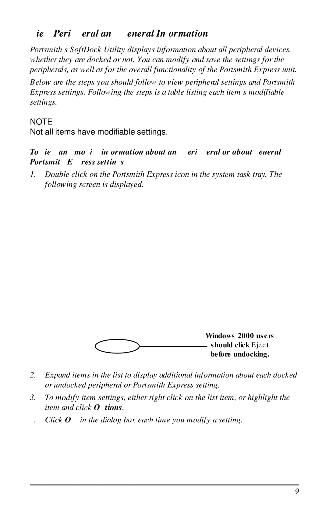 Portsmith USB user manual View Peripheral and General Information 