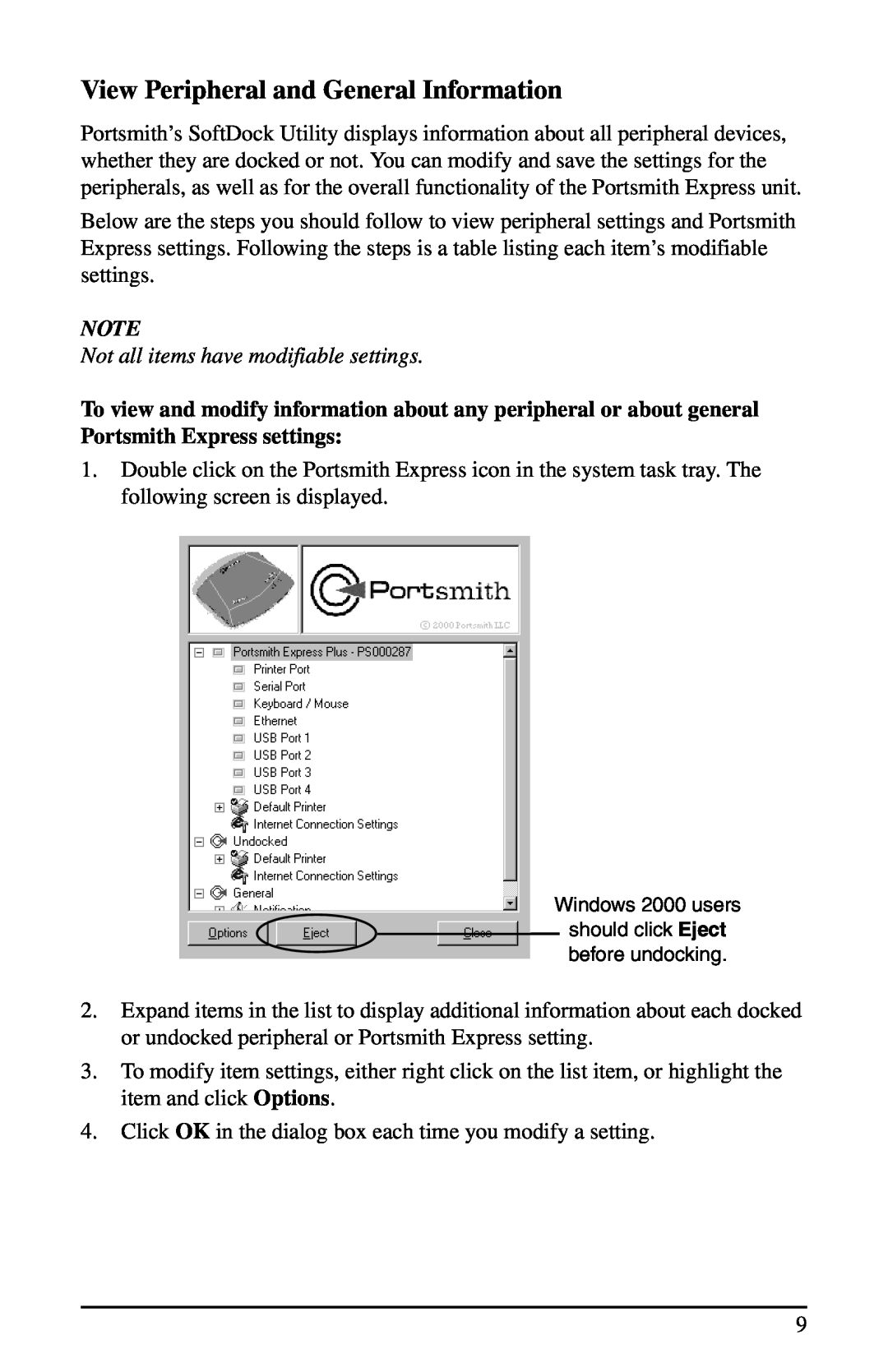Portsmith USB user manual View Peripheral and General Information 