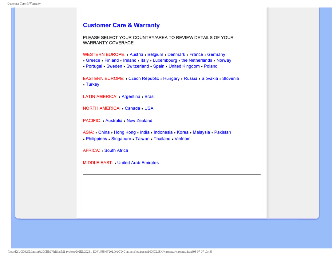 POSIFLEX Business Machines 202EI user manual Customer Care & Warranty, North America Canada USA 