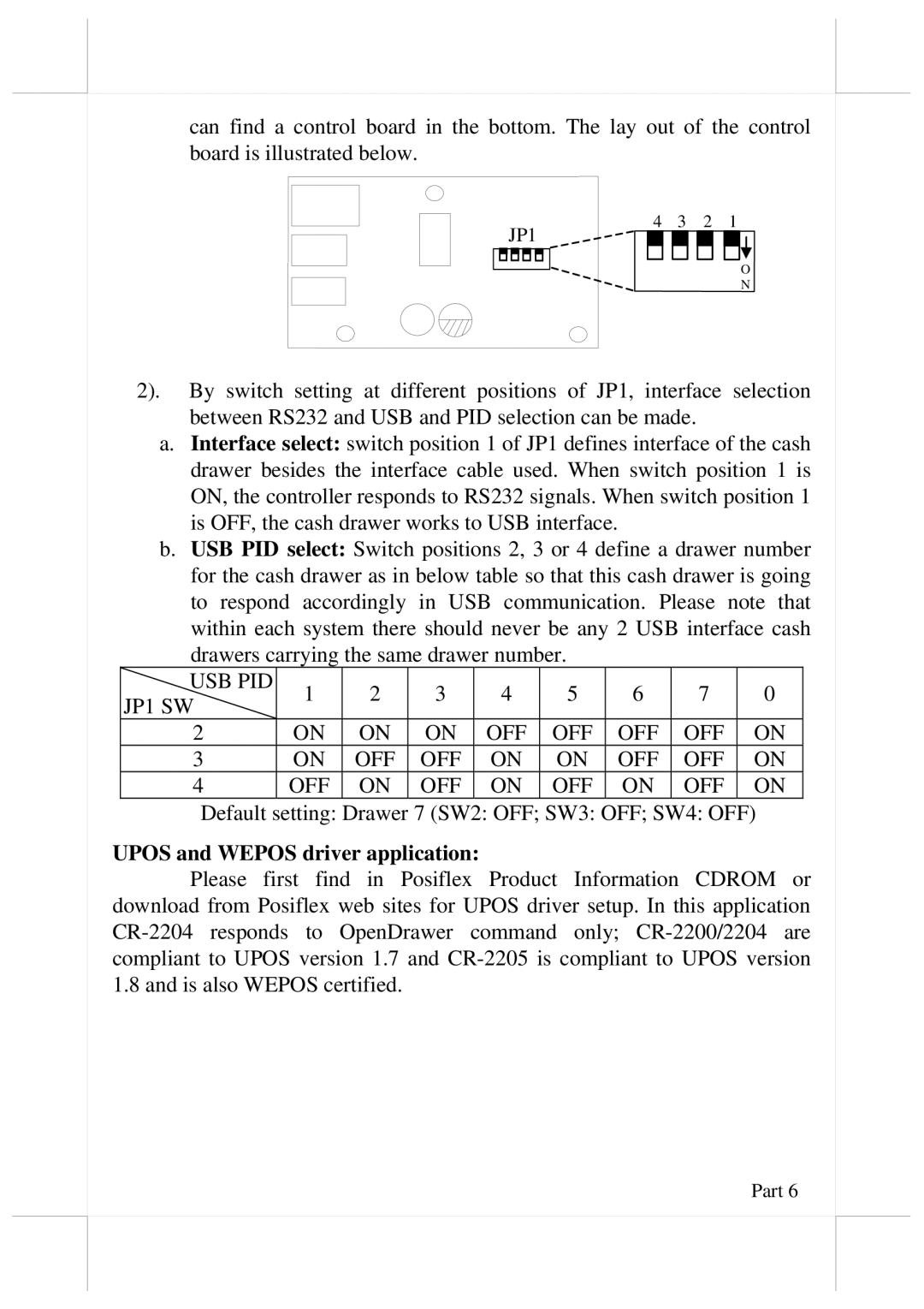 POSIFLEX Business Machines CR-2200 user manual Upos and Wepos driver application 