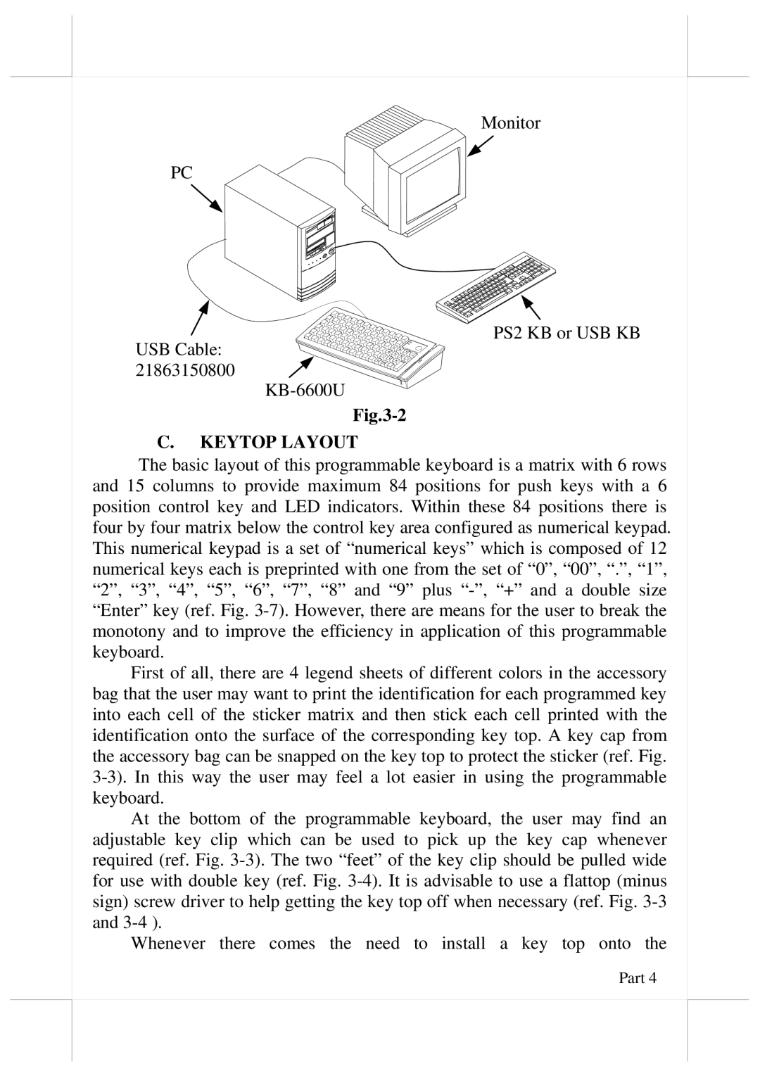 POSIFLEX Business Machines KB-6600U user manual Keytop Layout 