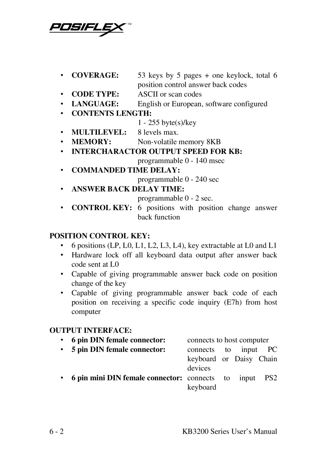 POSIFLEX Business Machines KB3200 user manual ∙ Code Type 