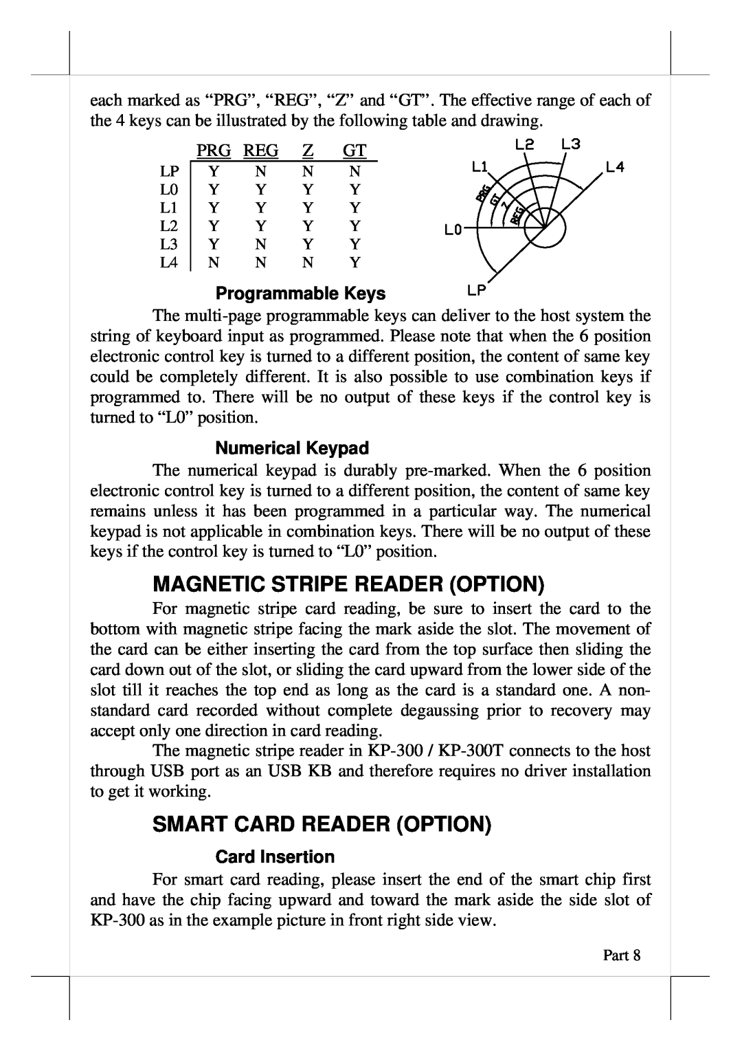 POSIFLEX Business Machines KP-300T Magnetic Stripe Reader Option, Smart Card Reader Option, Programmable Keys 